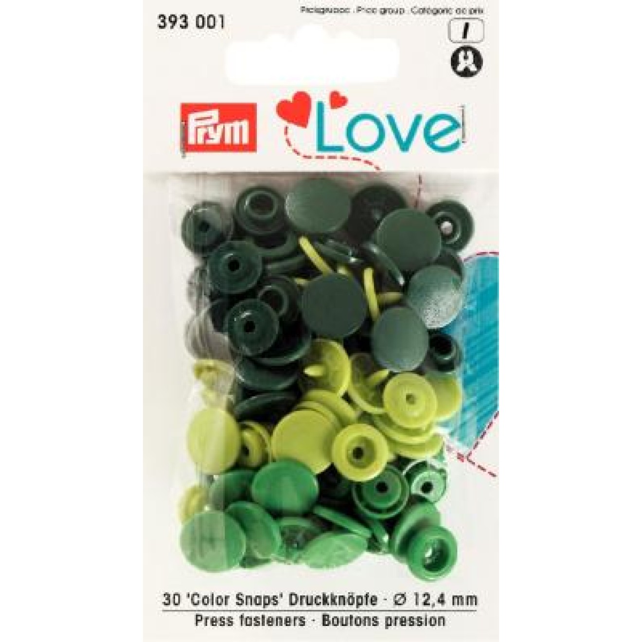 Prym sew-free snap fasteners Color Snaps 12,4 mm / grün sortiert