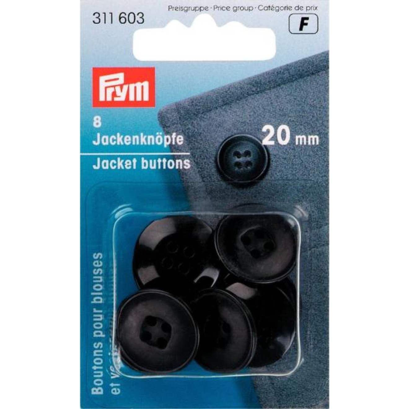 Prym jacket buttons 20 mm / dunkelblau