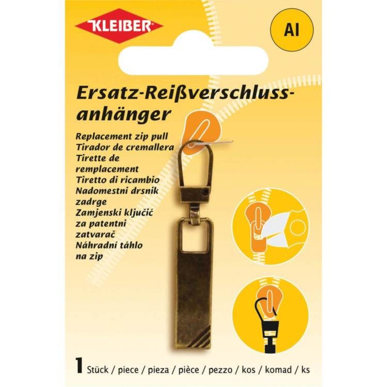 Kleiber Reißverschlussanhänger kupferfarbig