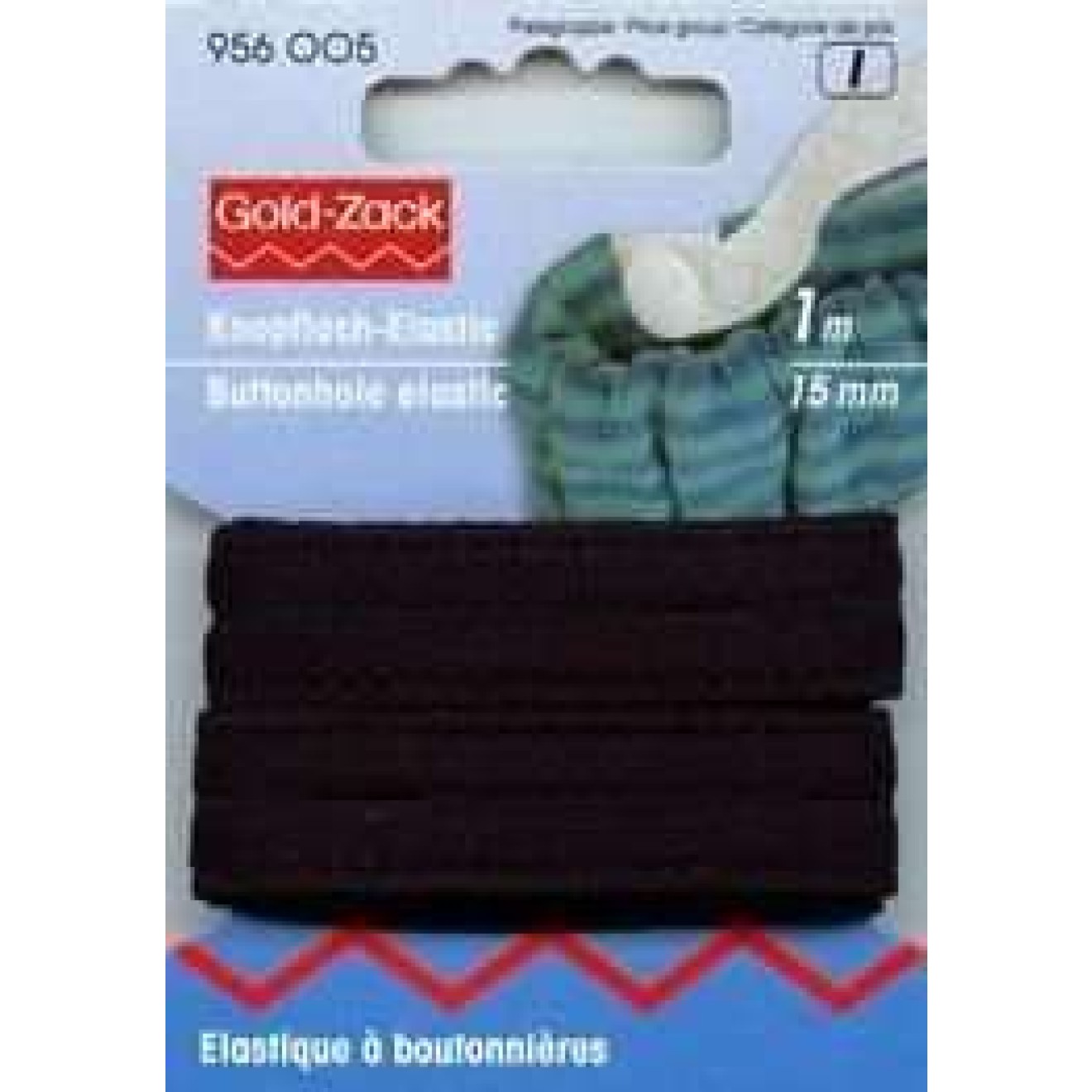 Prym Knopfloch-Elastic Velours 15 mm 15 mm / schwarz