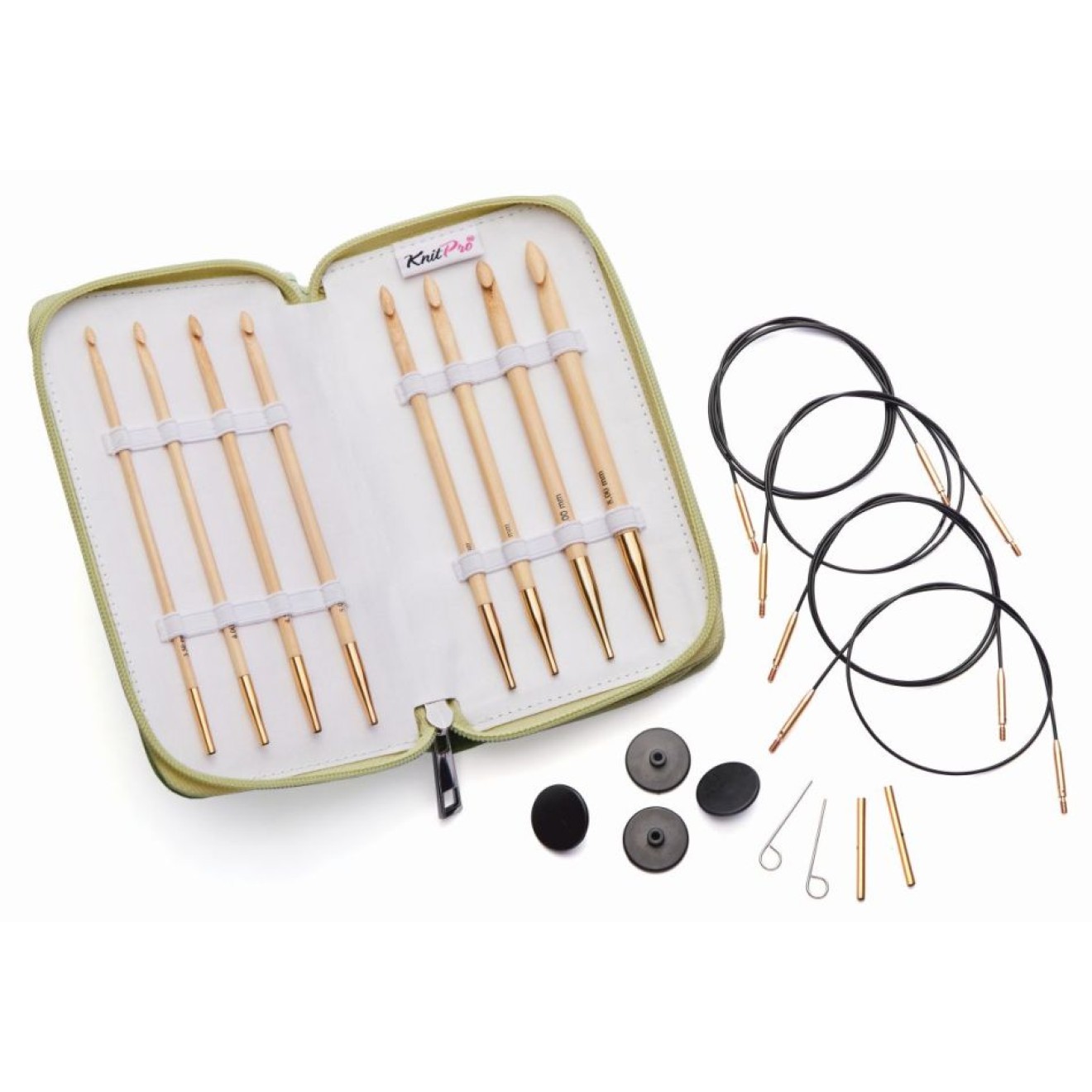 KnitPro needle set Deluxe crochet hook bamboo Tunesisch 3,5 4,0 4,5 5,0 5,5 6,0 7,0 8,0 mm je 1 piece 3,50 - 8,00 mm / 50, 2x 70, 90 cm