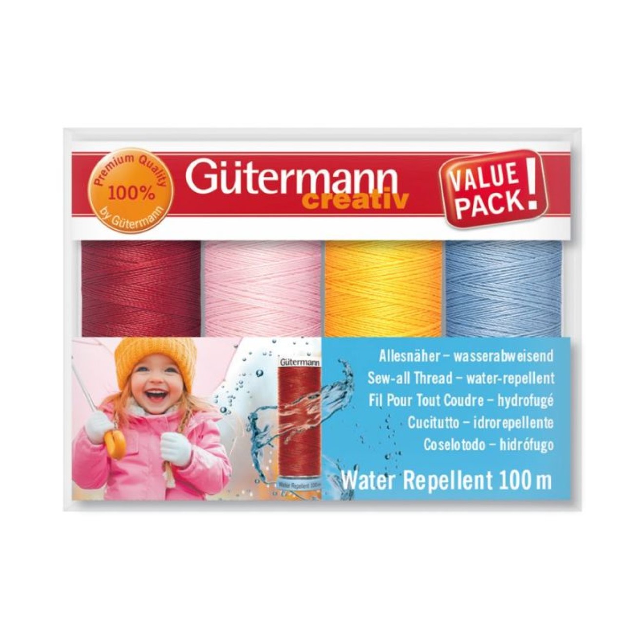 Nähfaden - Set Water Repellent 4 Spulen Allesnäher / 100 m / 1