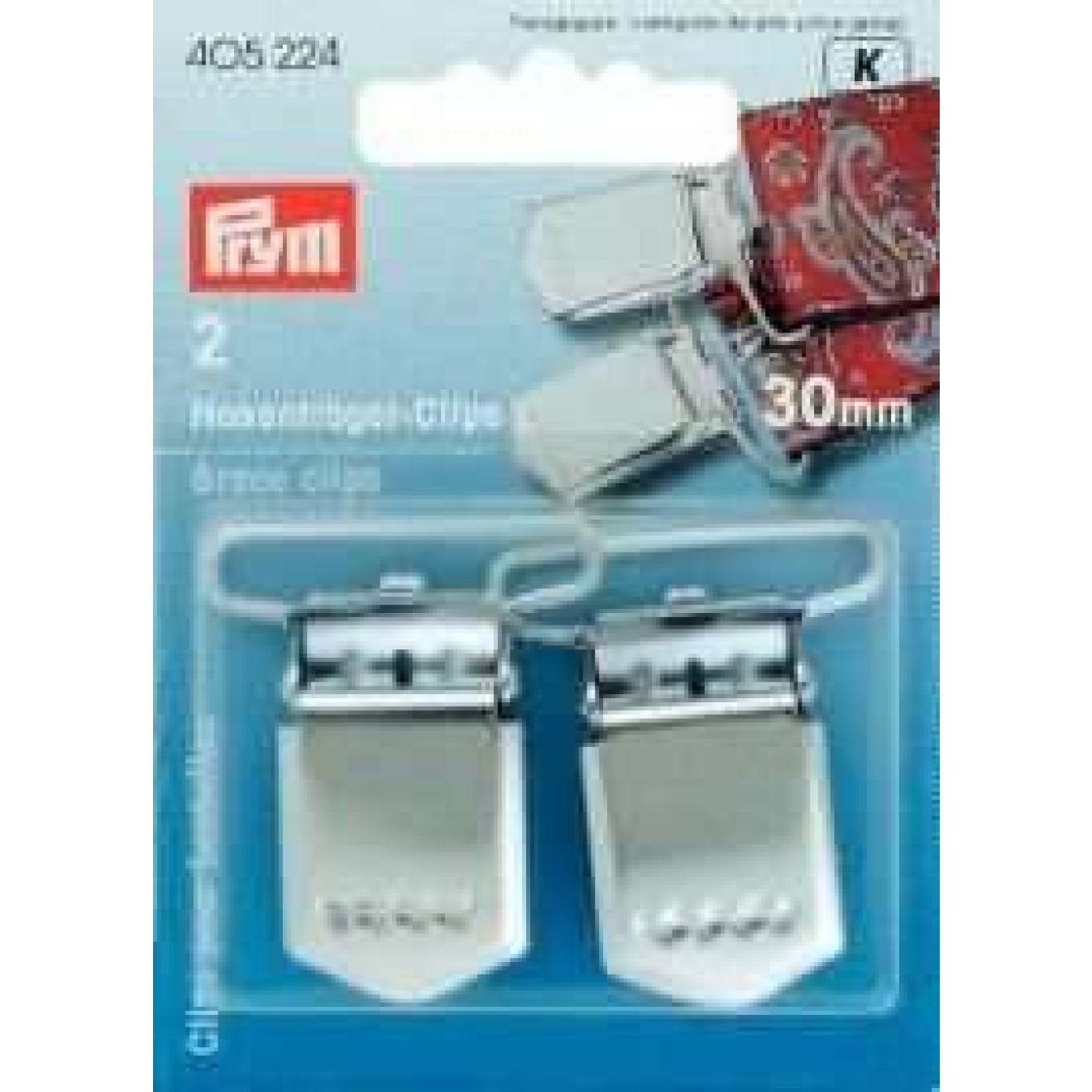 Prym suspenders-Clips 30 mm / silberfarbig
