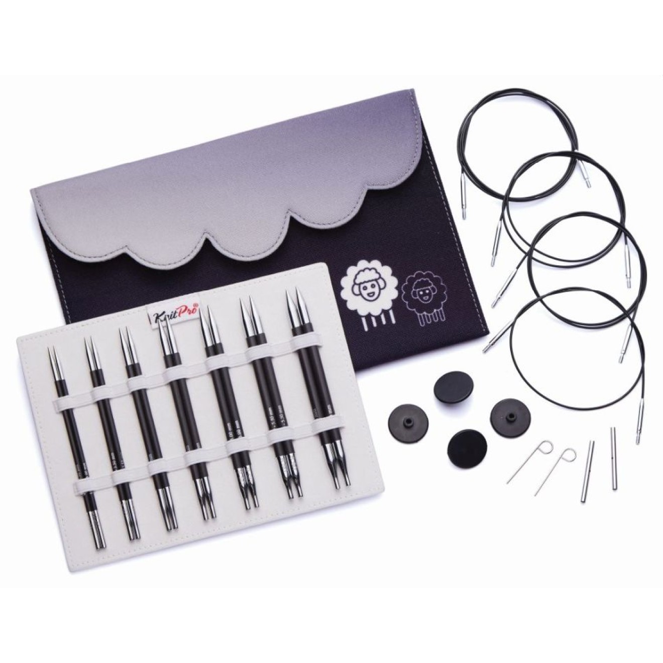 KnitPro Nadelset Midi Normal auswechelbare Nadel tips Karbonz, 7 Paar 3,00 - 6,00 mm 3,00 - 6,00 mm / 60, 2x80, 100 cm