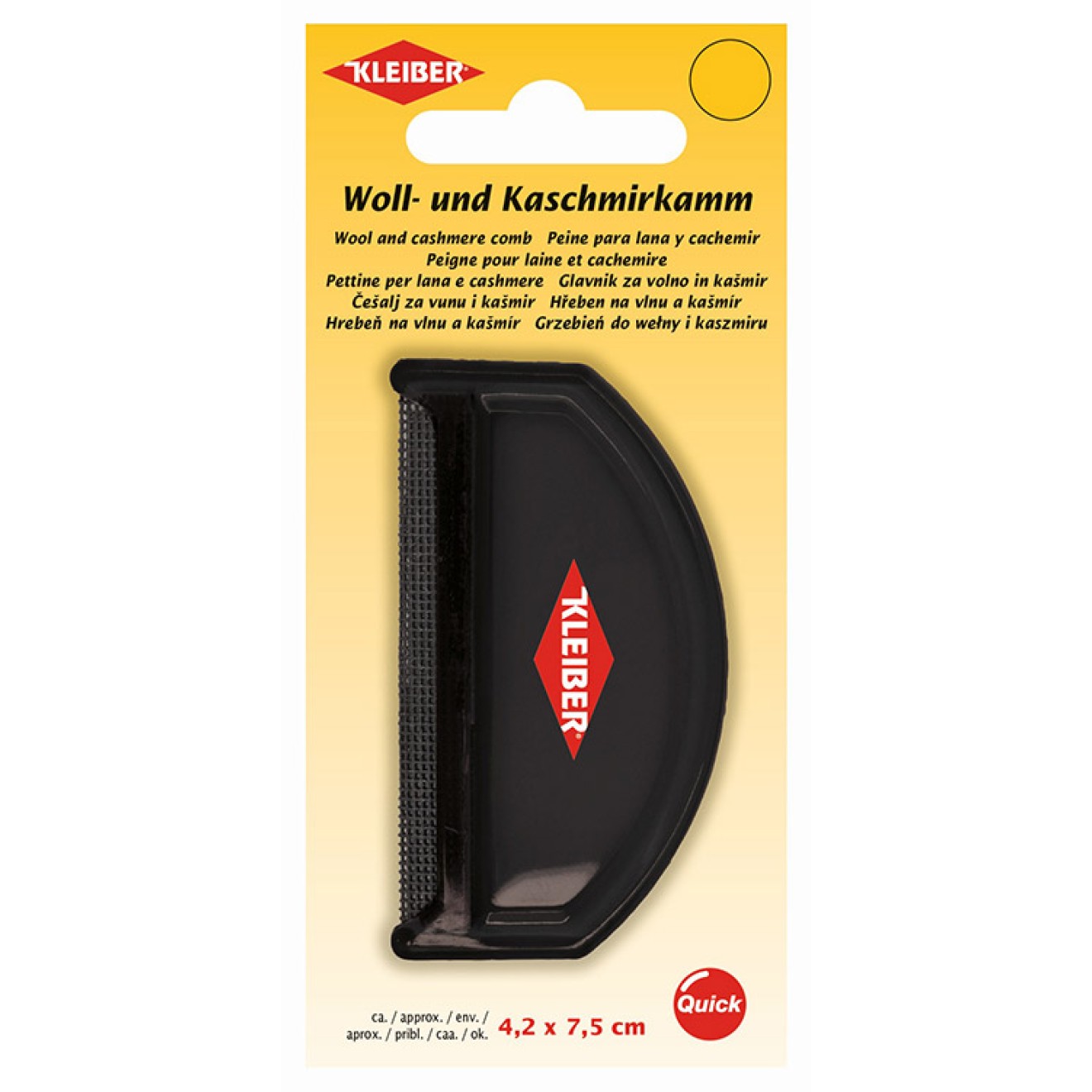Kleiber wool and cashmere comb plastic 1 piece 4,2x7,5 cm / schwarz
