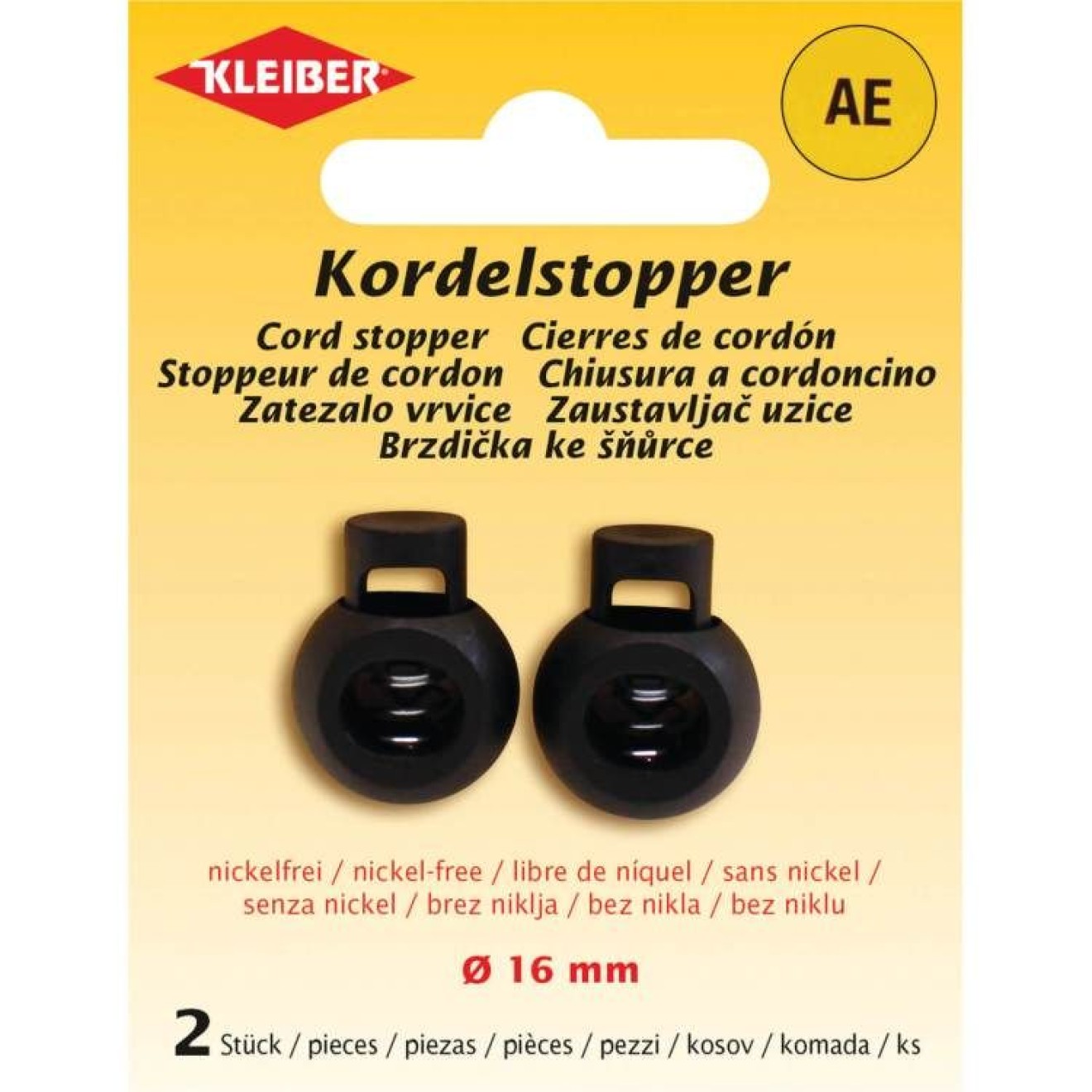 Kleiber Kordelstopper 16 mm / schwarz