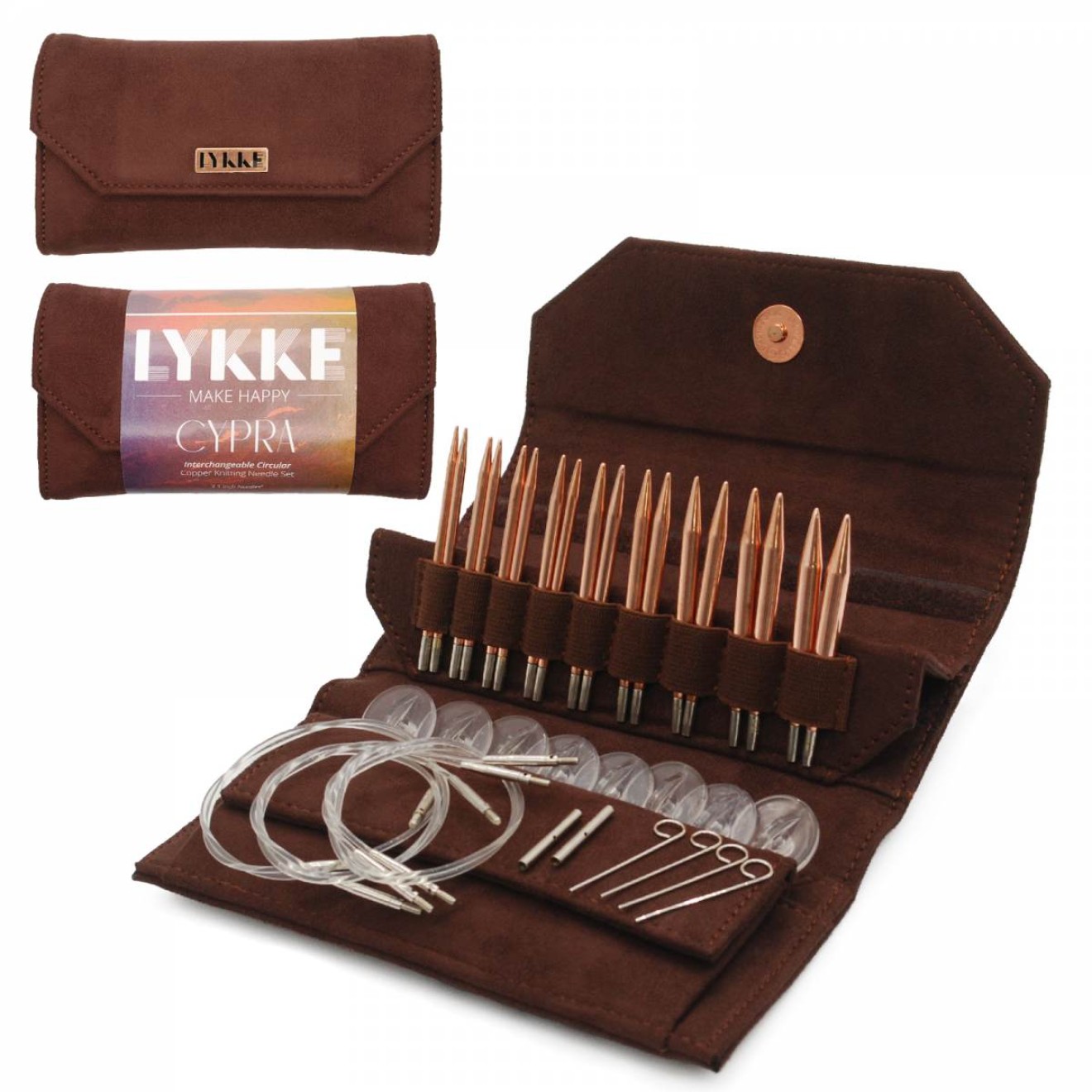 LYKKE needle set interchangeable needle tips Cypra 3,5 Zoll (9 cm) US Size 3-10.5 (3,25 mm-6,50 mm) 9 cm