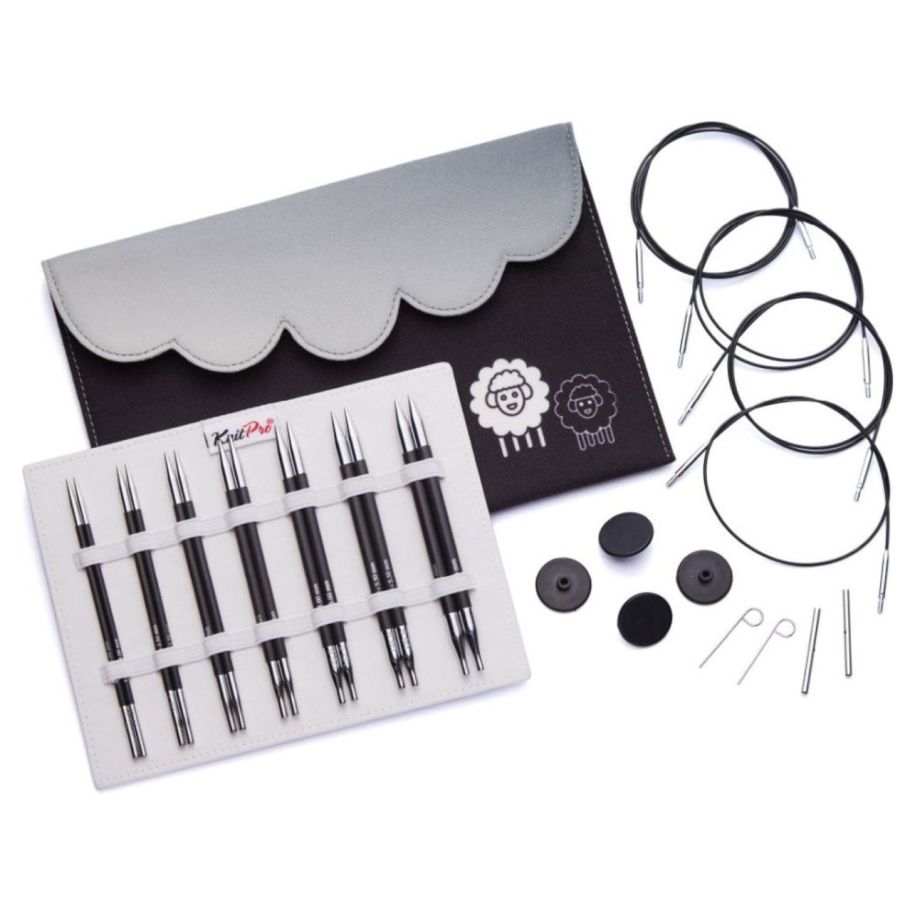 KnitPro Nadelset Deluxe Special auswechelbare Nadel tips Karbonz 3,00 - 6,00 mm / 40 cm, 50 cm