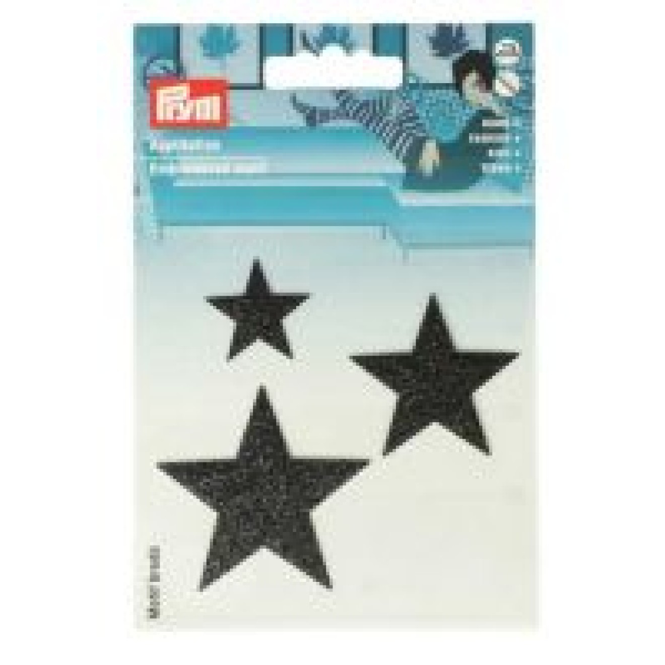 Prym Applikationen - Kids and Hits - aufbügelbar 25 mm x 25 mm; 40 mm x 40 mm; 50 mm x 50 mm / schwarz glänzend