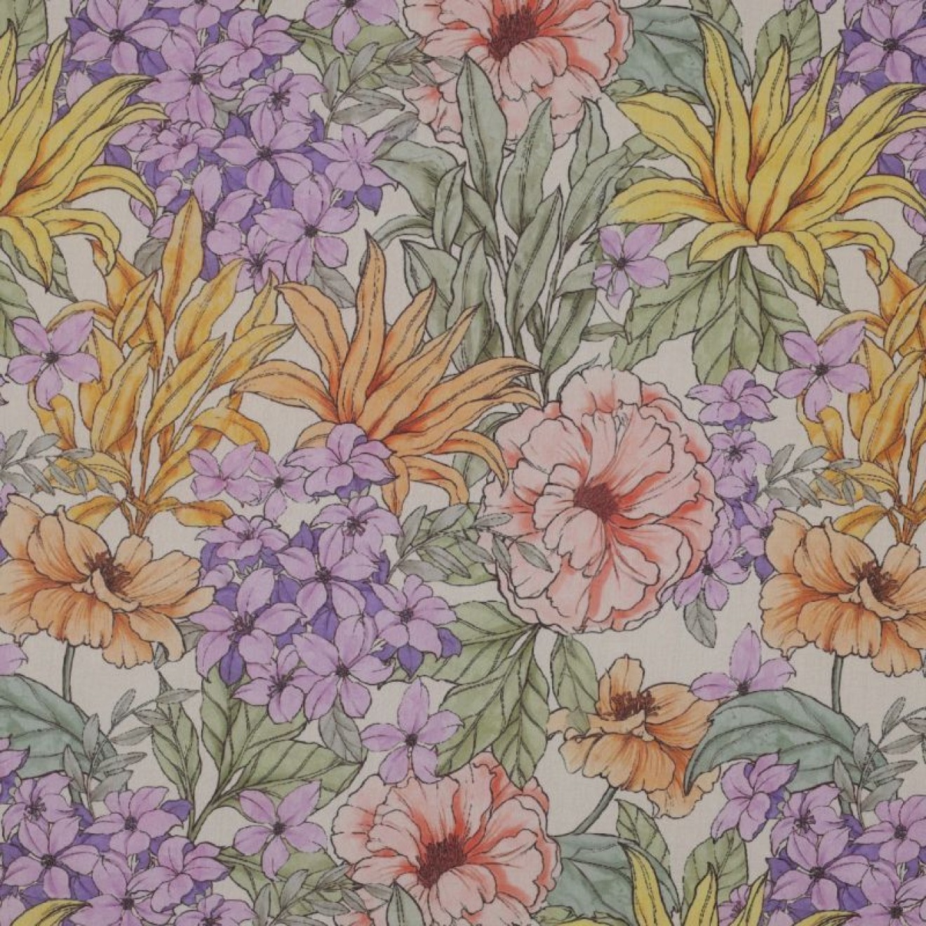 HANABI Cotton Voile Digital Flowers colour 001 multicolor