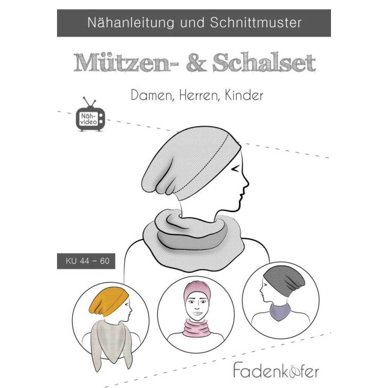 fadenkäfer Papierschnittmuster colour Mützen-Schal-Set