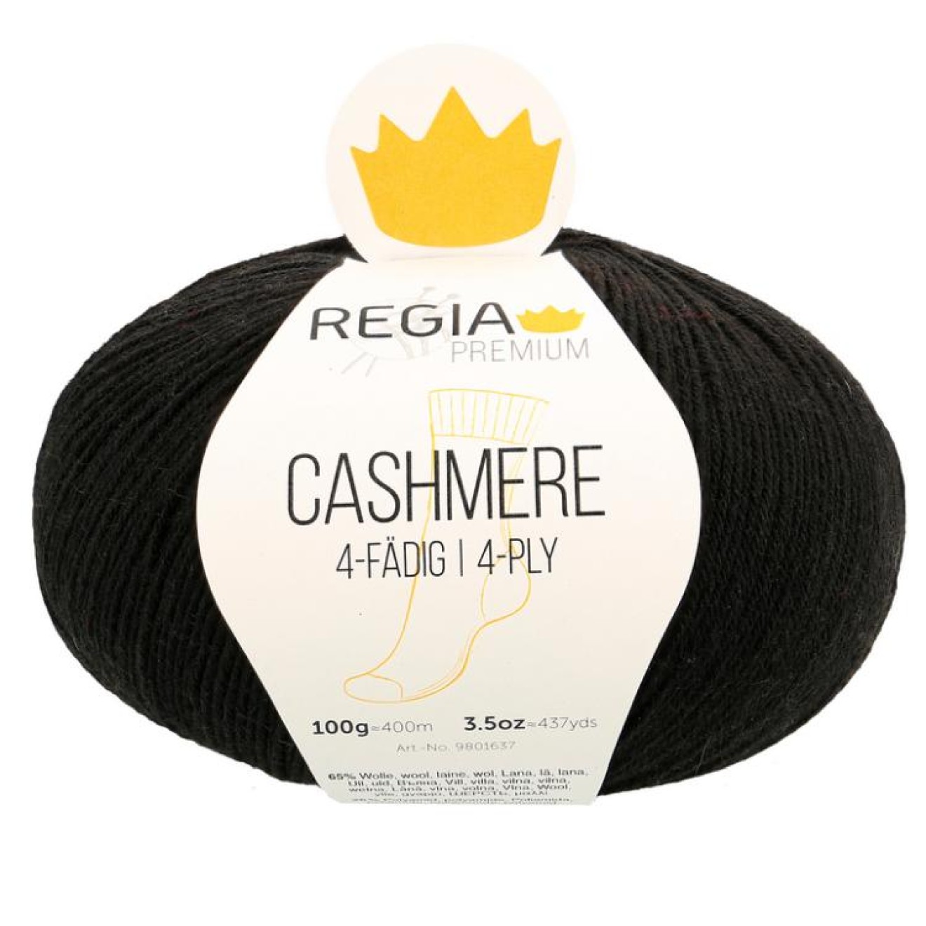 Regia 4-ply PREMIUM Cashmere colour 00099 black