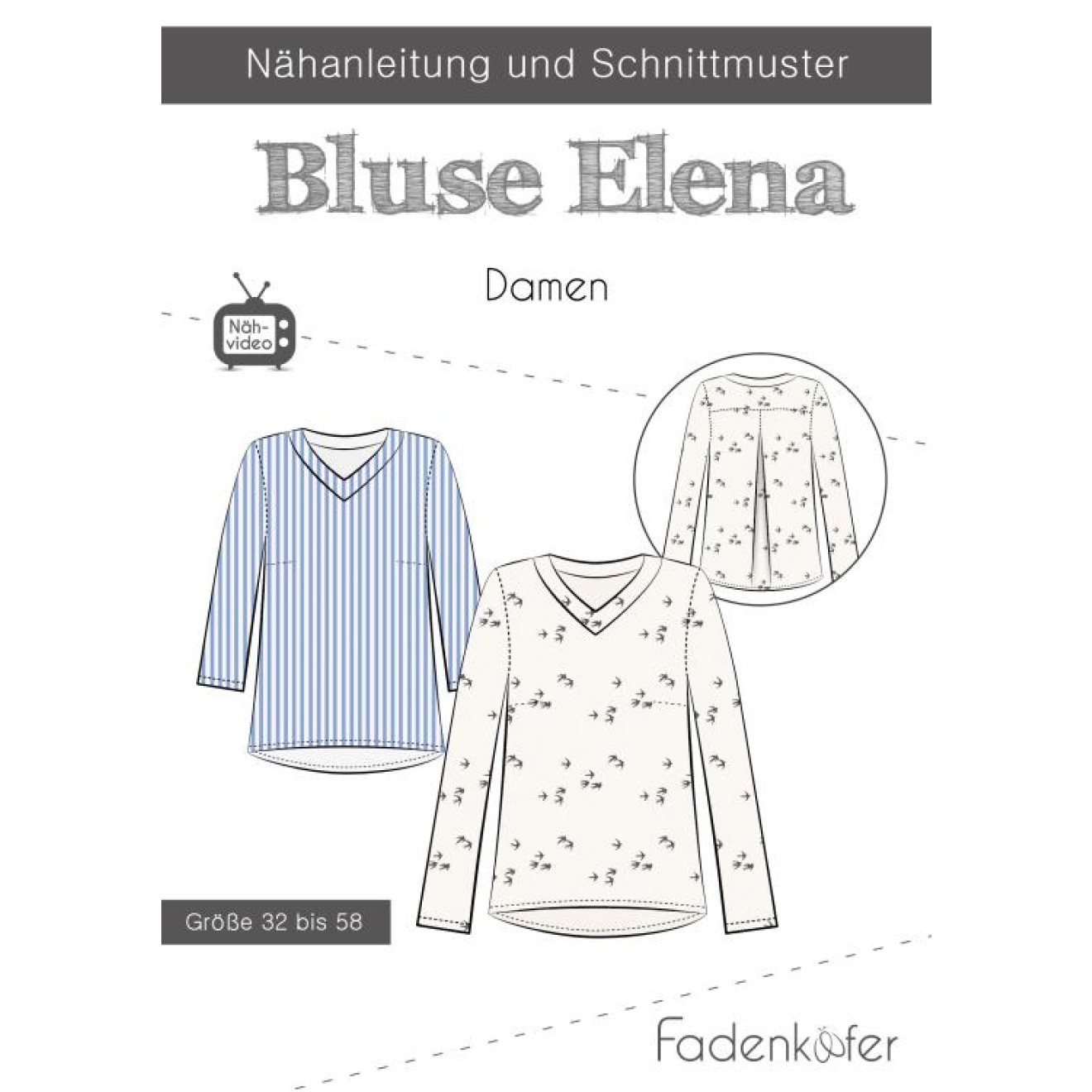 fadenkäfer Papierschnittmuster colour Bluse Elena Damen