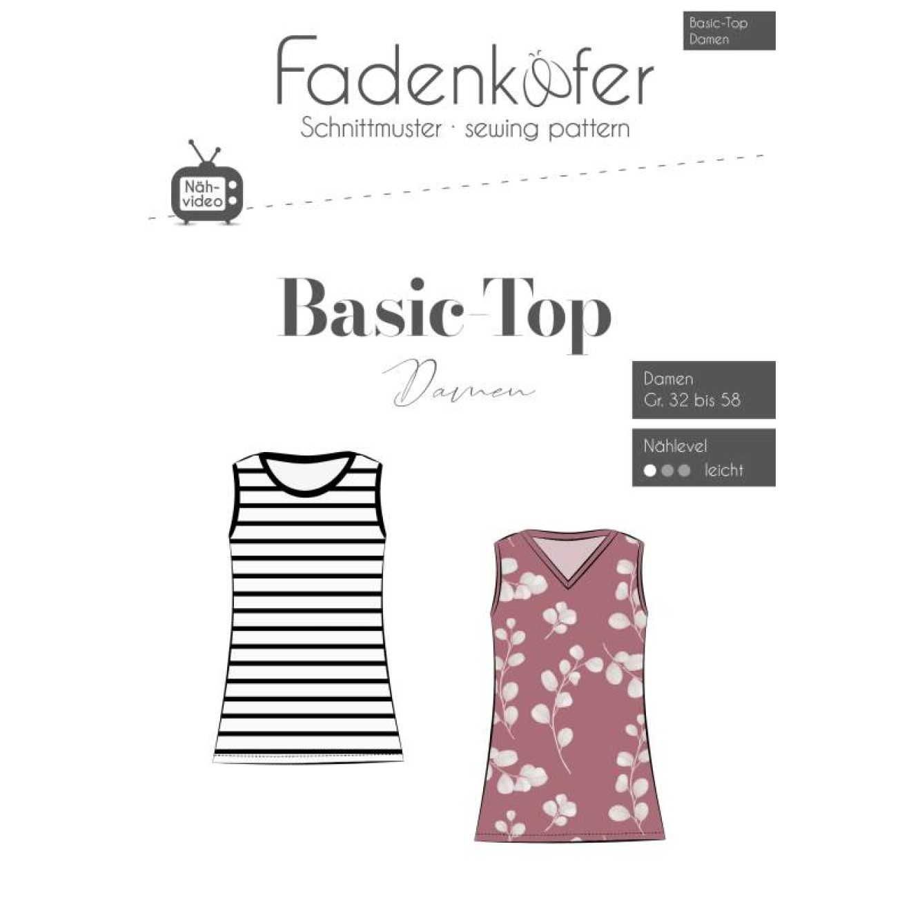 fadenkäfer Papierschnittmuster colour Basic-Top Damen