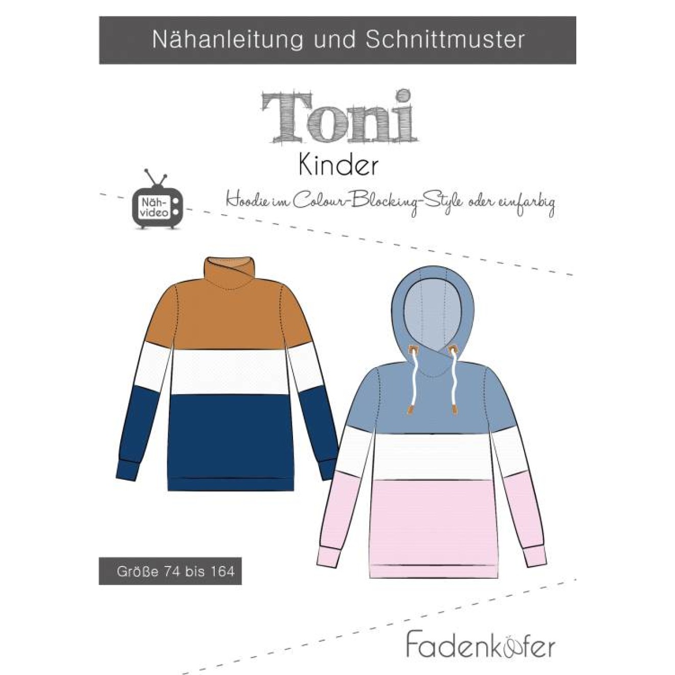 fadenkäfer Papierschnittmuster colour Hoodie Toni Kinder