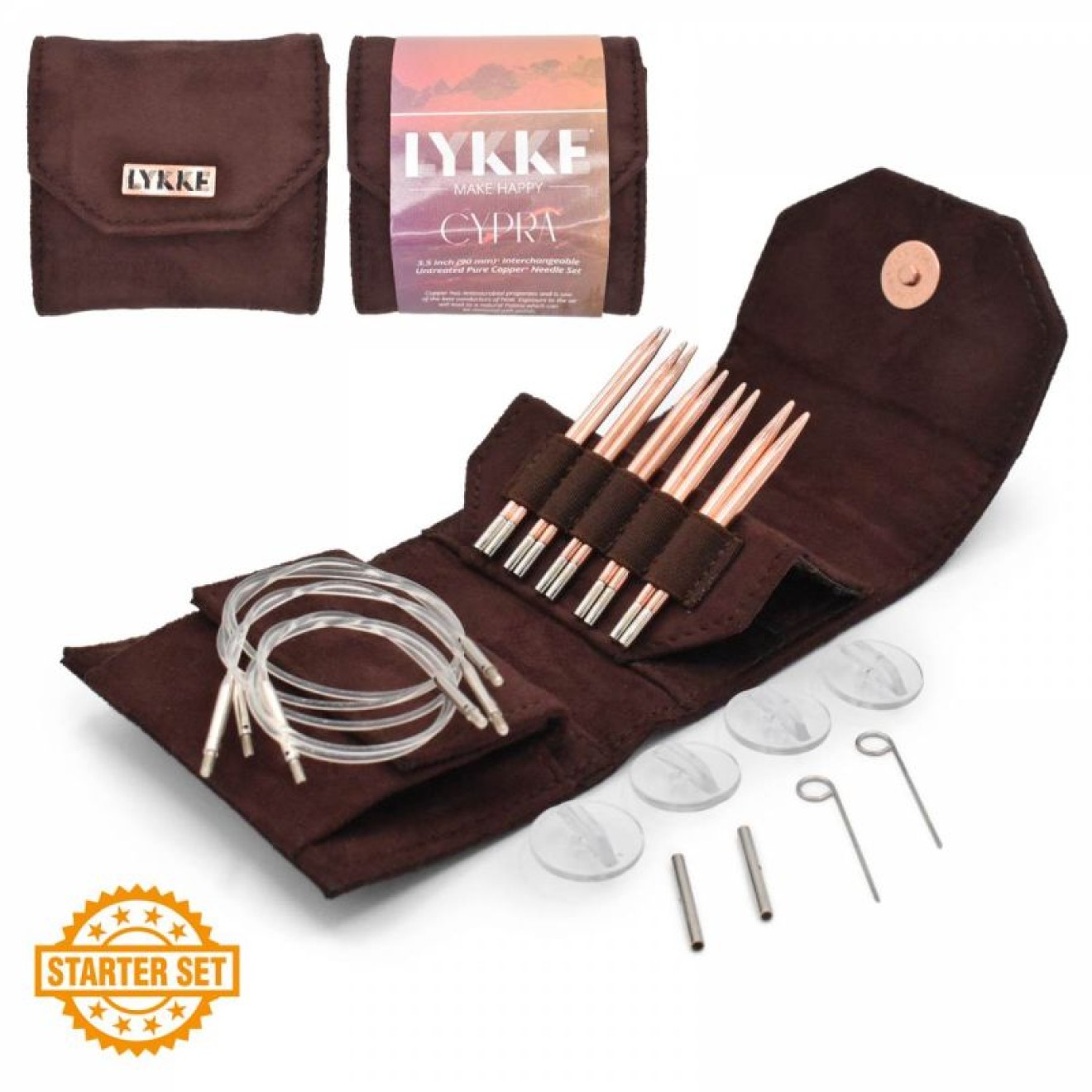 LYKKE needle set interchangeable needle tips Cypra 3,5 Zoll (9 cm) US Size 3-7 (3,25 mm-4,50 mm) 9 cm