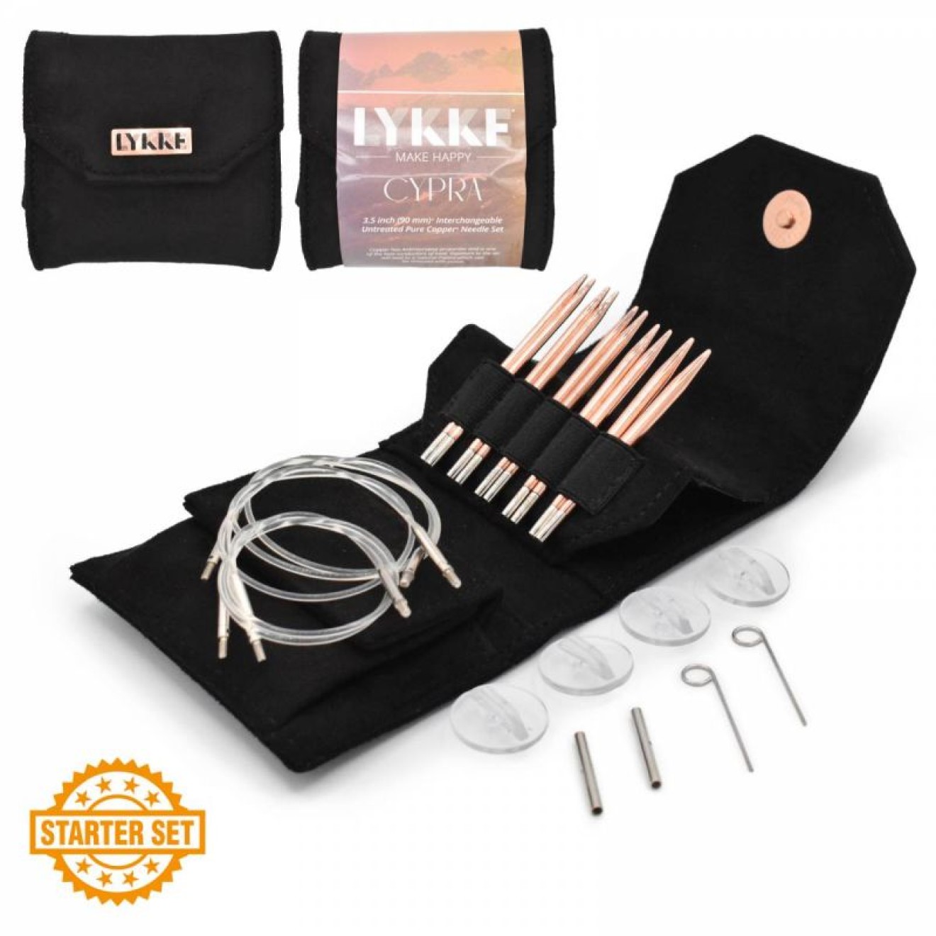 LYKKE needle set interchangeable needle tips Cypra 3,5 Zoll (9 cm) US Size 3-7 (3,25 mm-4,50 mm) 9 cm