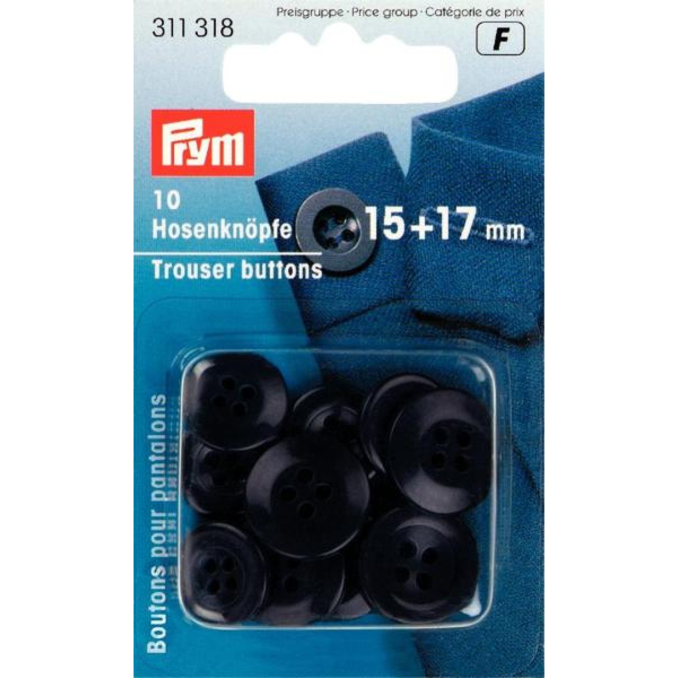 Prym Hosenknöpfe 15+17 mm / dunkelblau