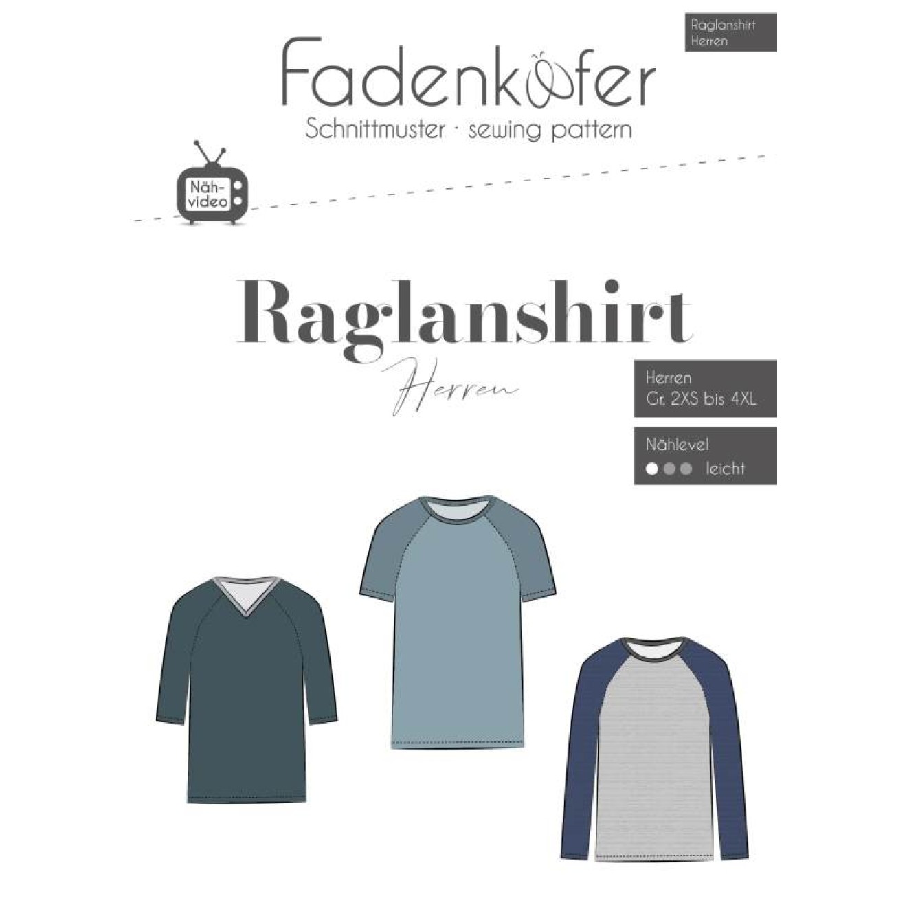 fadenkäfer Papierschnittmuster colour Raglanshirt Herren
