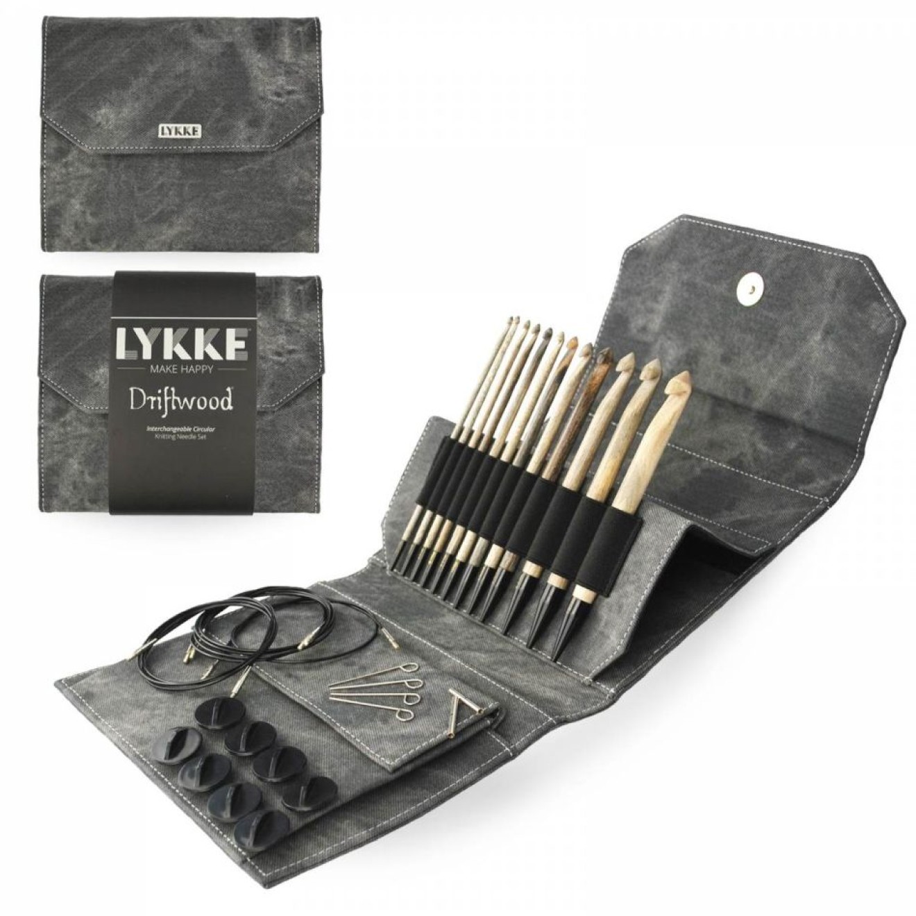 LYKKE needle set austauschbare tunesische crochet hooks 3,50 mm-11,50 mm / 15 cm