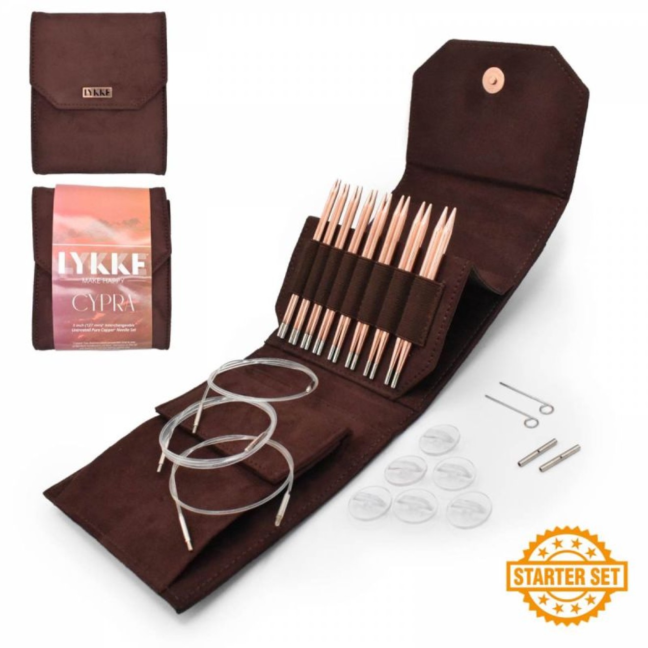 LYKKE needle set interchangeable needle tips Cypra 5 Zoll (13 cm) US Size 3-10 (3,25 mm-6,00 mm) 13 cm