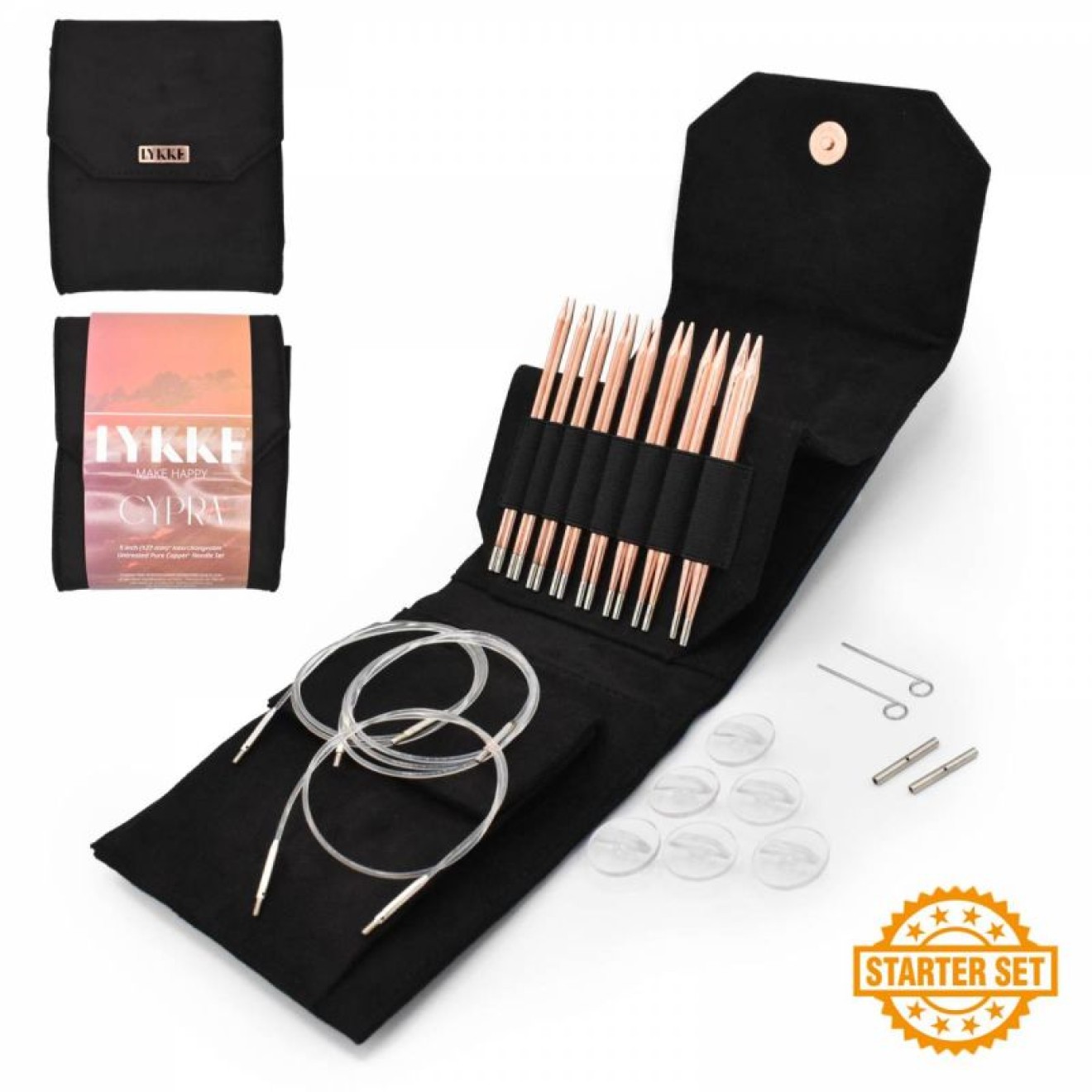 LYKKE needle set interchangeable needle tips Cypra 5 Zoll (13 cm) US Size 3-10 (3,25 mm-6,00 mm) 13 cm