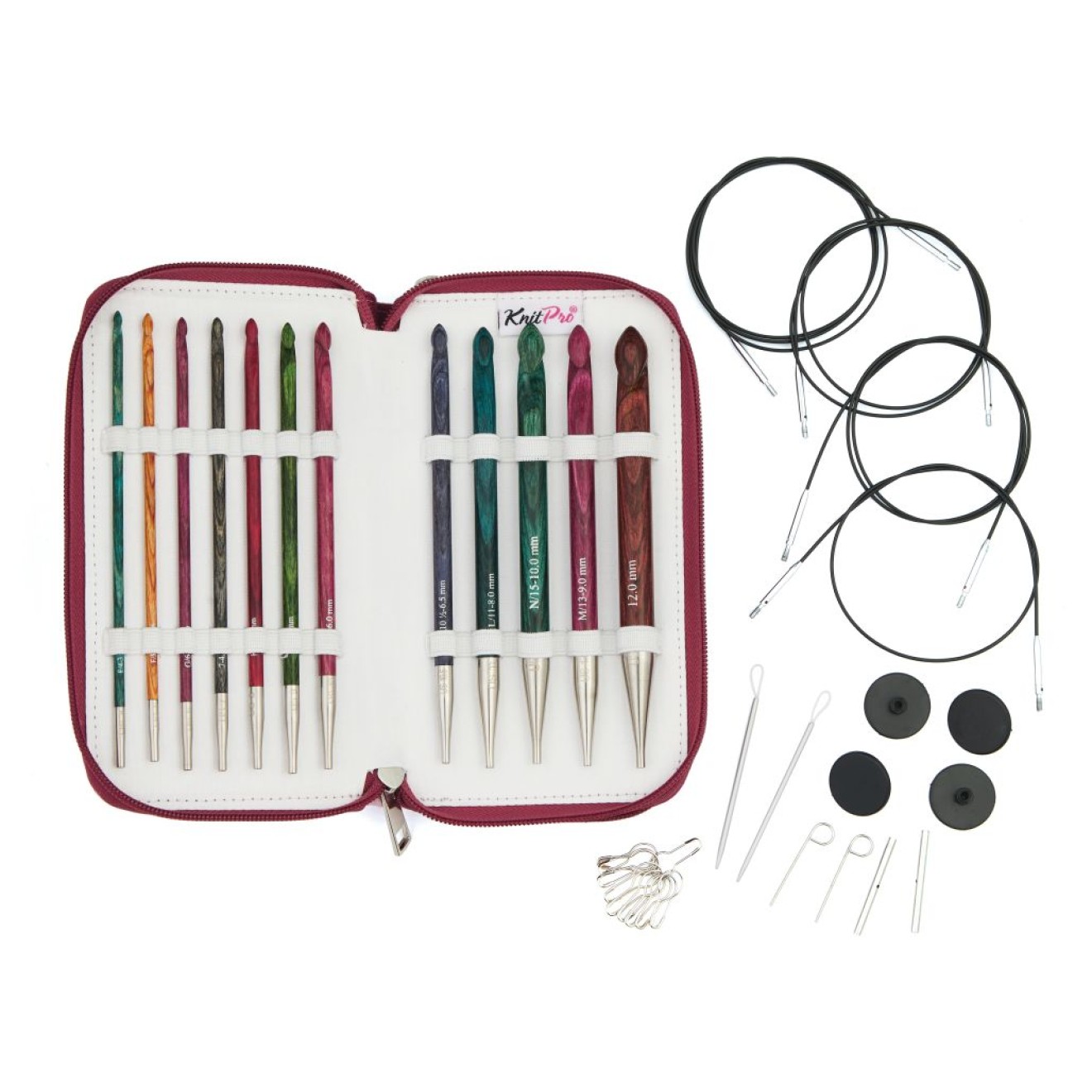 KnitPro Afghanische/Tunesische crochet hook set Grande single-ended Dreamz Holz 3,50 - 12,00 mm
