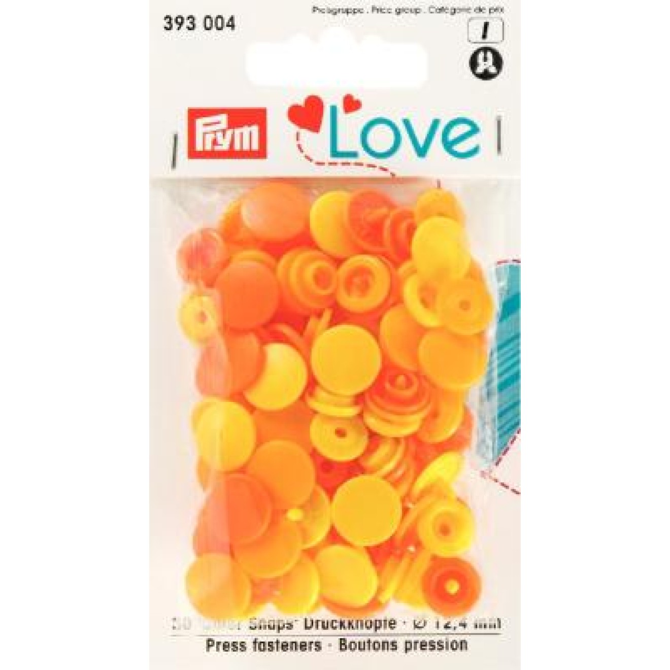 Prym sew-free snap fasteners Color Snaps 12,4 mm / gelb sortiert