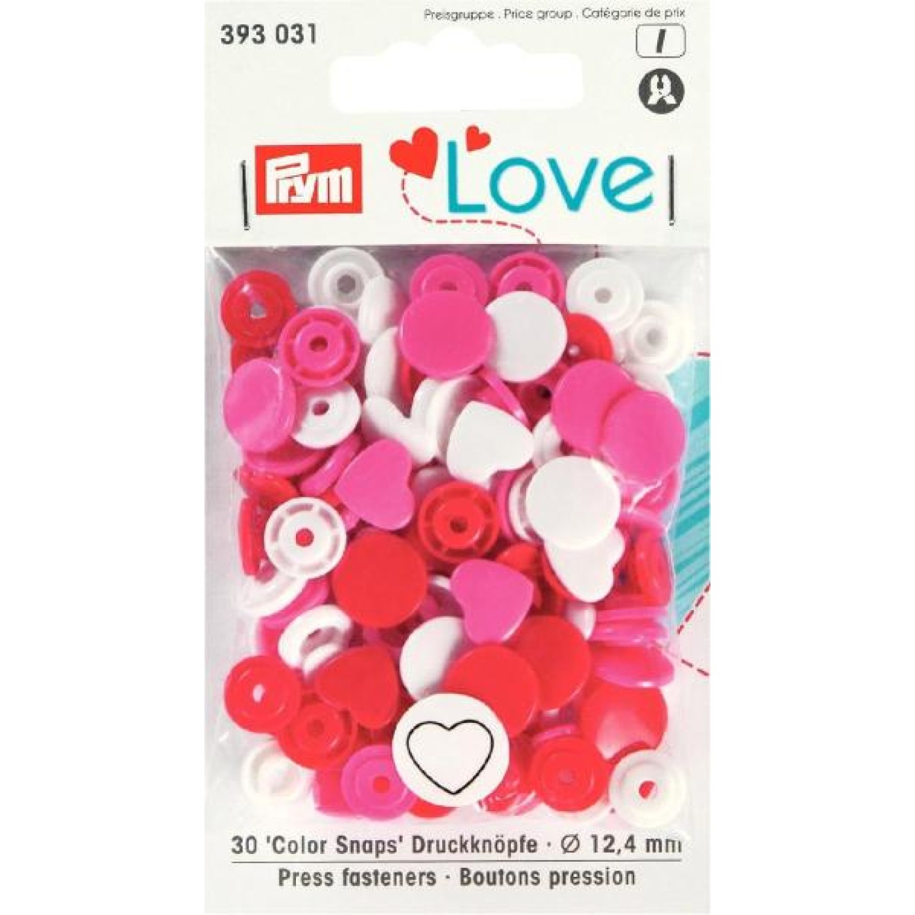Prym sew-free snap fasteners Color Snaps 12,4 mm / pink/rot/weiß