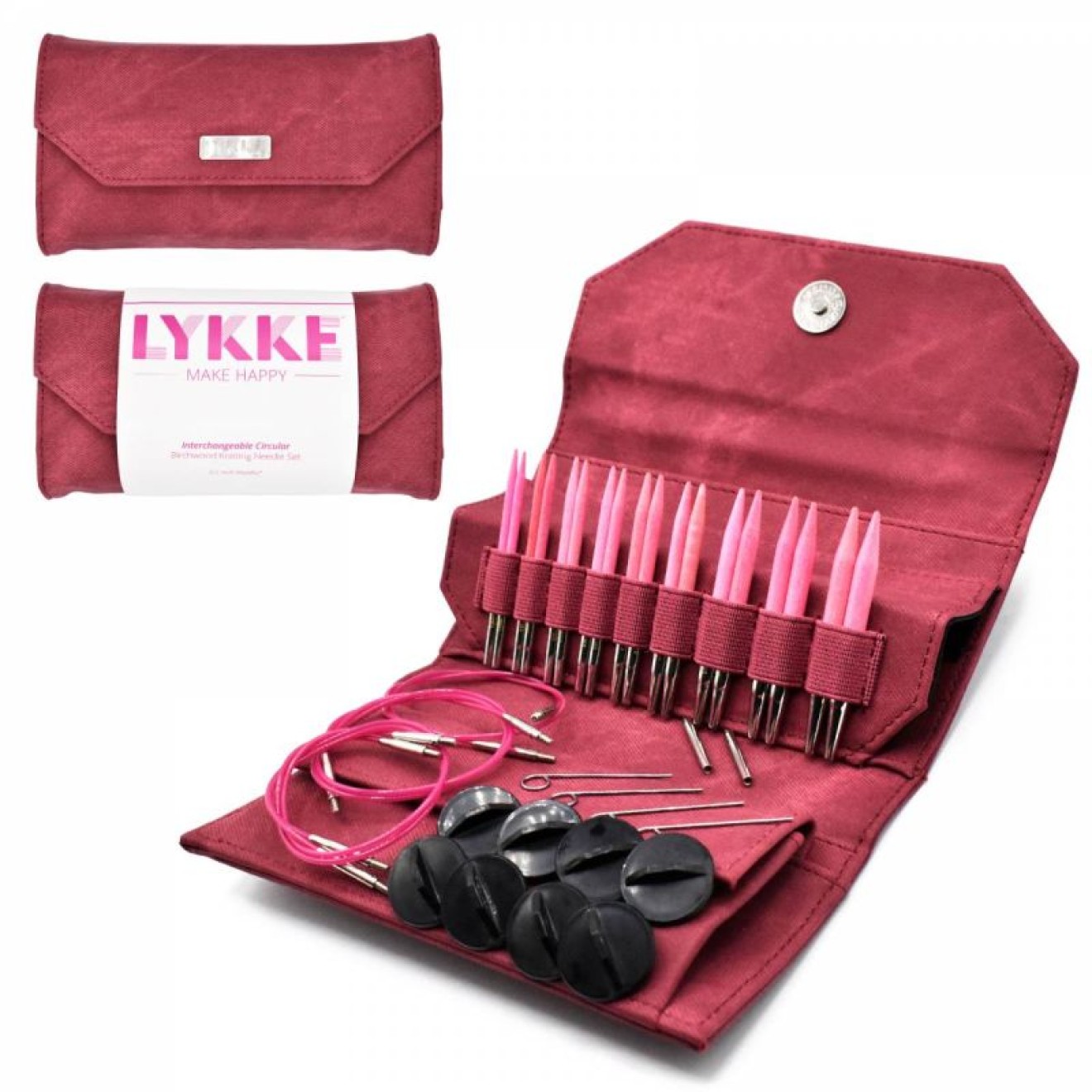 LYKKE Nadelset austauschbare Nadelspitzen Blush Crimson 9 cm 3,25 mm-6,50 mm 3,25 mm - 6,5 mm / 9 cm