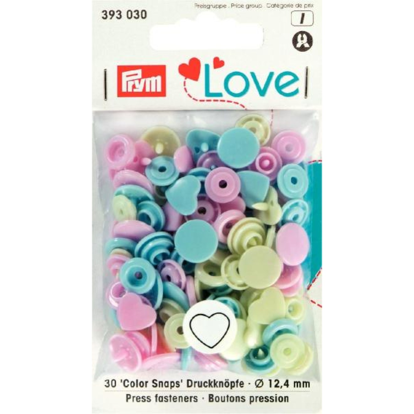 Prym sew-free snap fasteners Color Snaps 12,4 mm / hellblau/grün/rosa