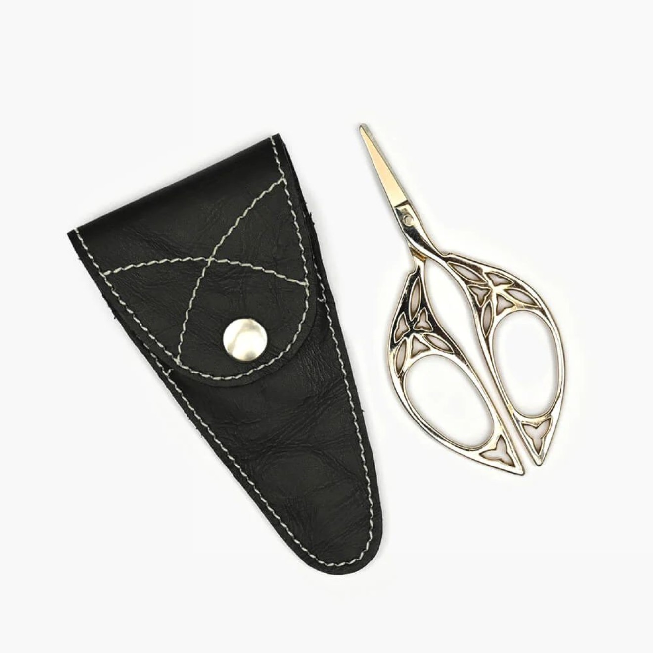 Lantern Moon Schere in echtem Leder Etui gold