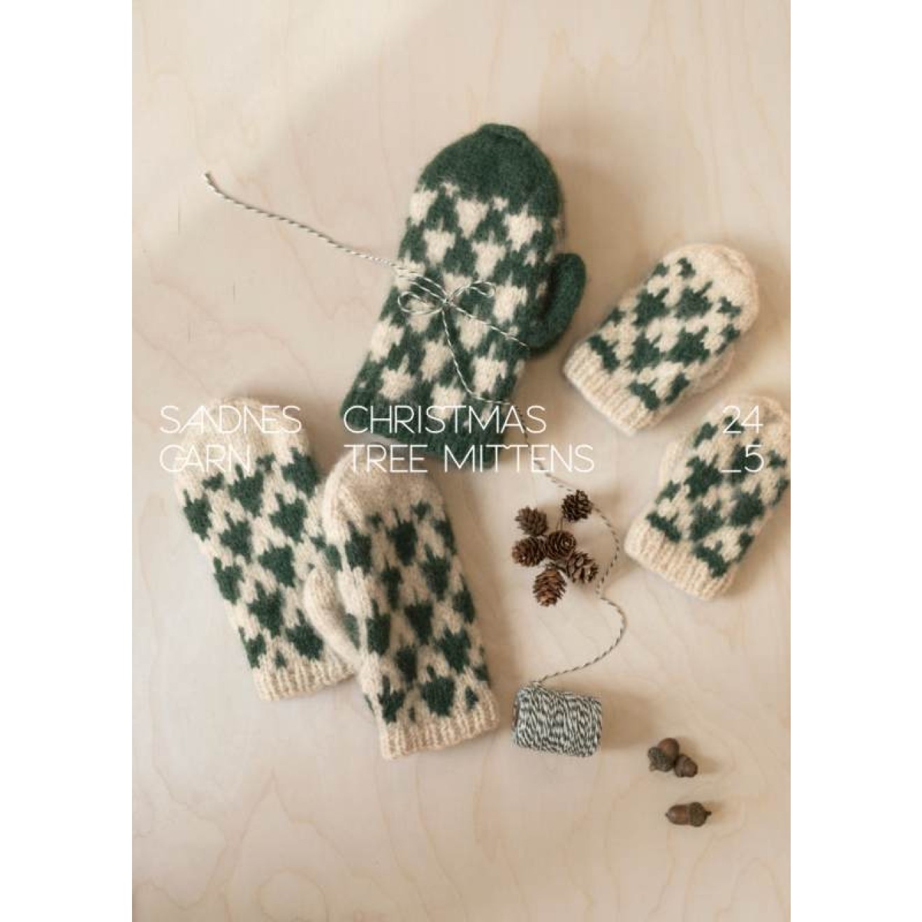 Sandnes Garn pattern booklet 24_5 Christas Tree Mittens colour 01992 natural