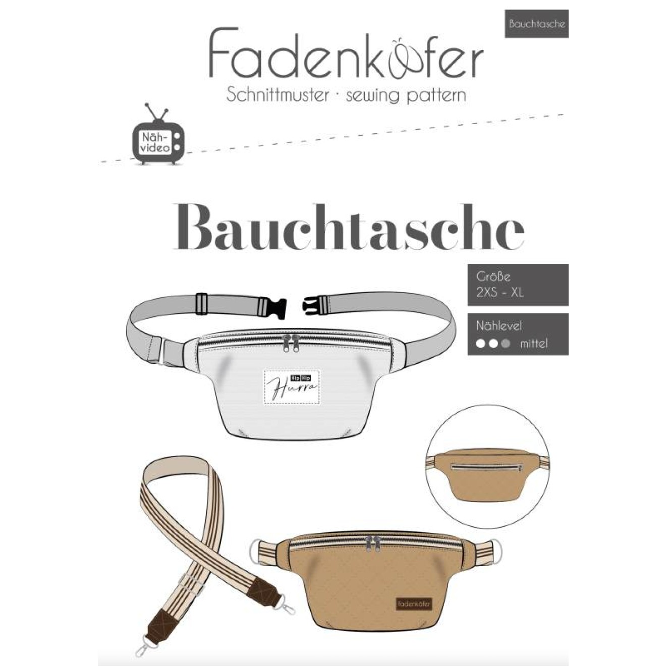 fadenkäfer Papierschnittmuster colour Bauchtasche