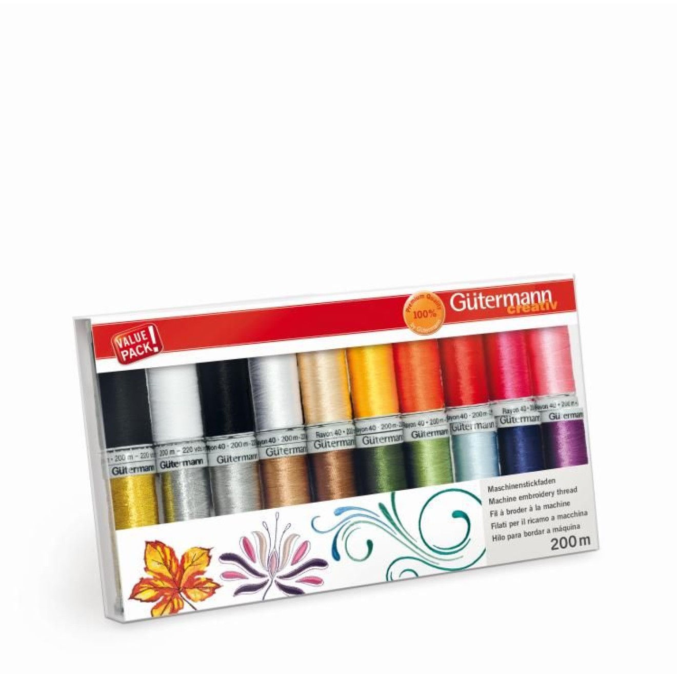 Gütermann SULKY Maschinenstickfaden-Set colour 100x118x22 mm 16x200 m