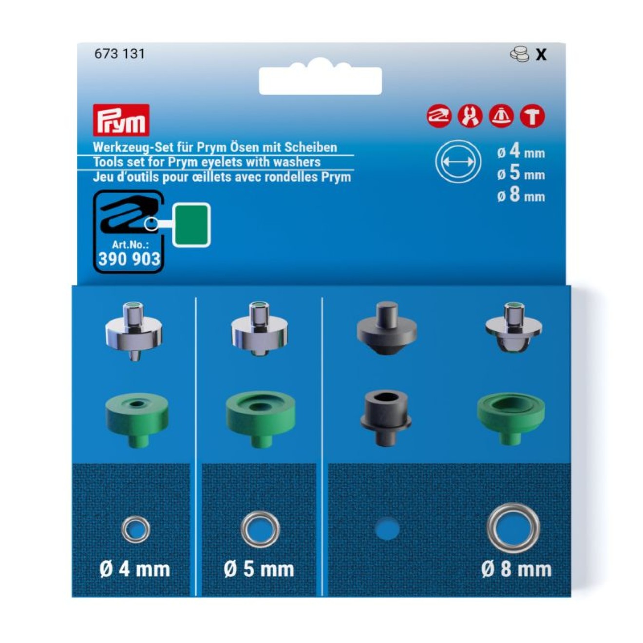 Prym Werkzeug-Set Ösen with Scheiben 4/5/8 mm /