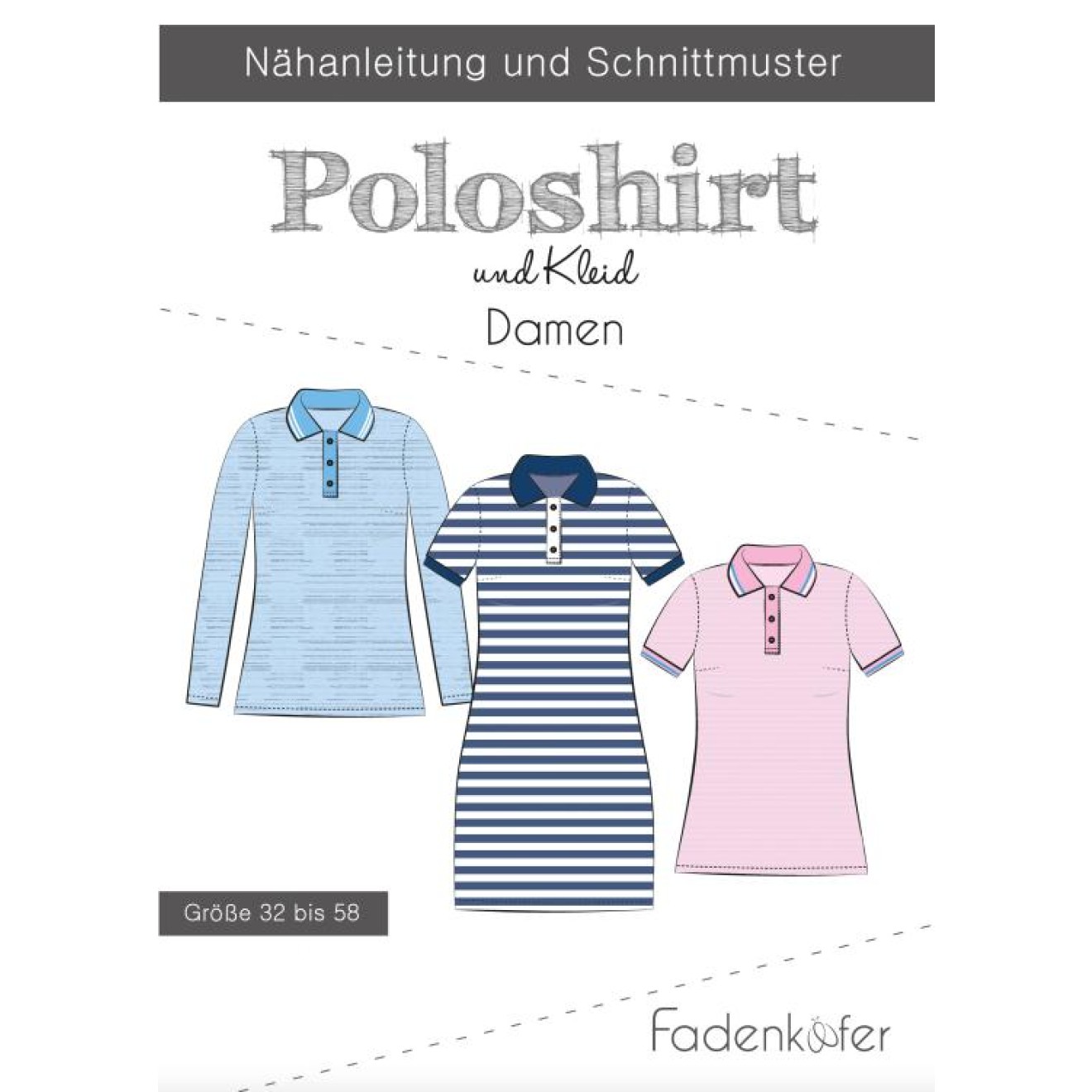 fadenkäfer Papierschnittmuster colour Poloshirt Damen