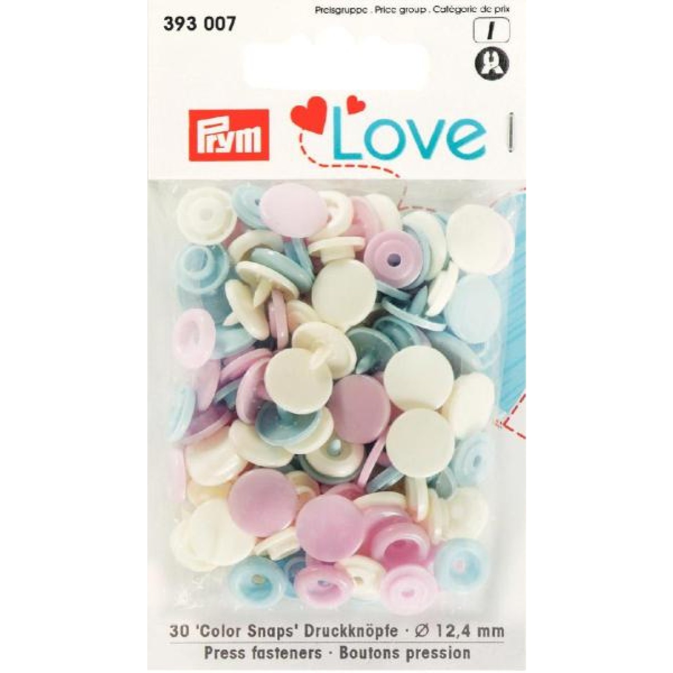 Prym sew-free snap fasteners Color Snaps 12,4 mm / hellblau/perle/rosa