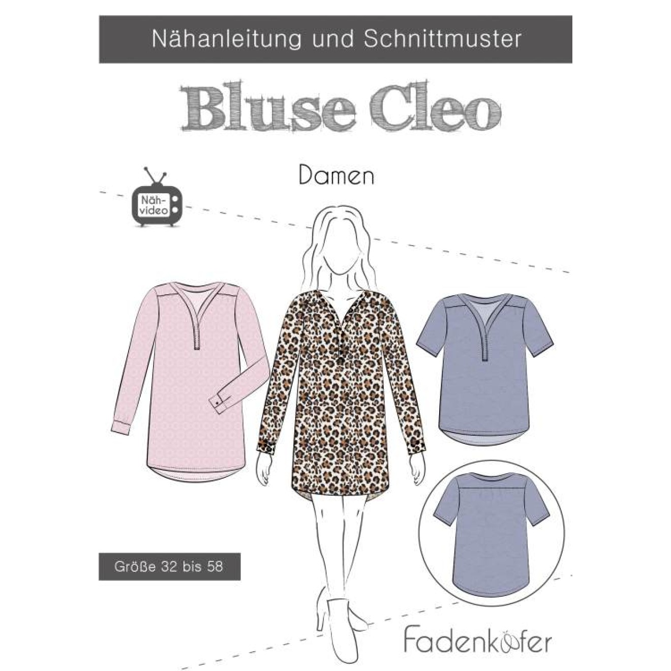 fadenkäfer Papierschnittmuster colour Bluse Cleo Damen