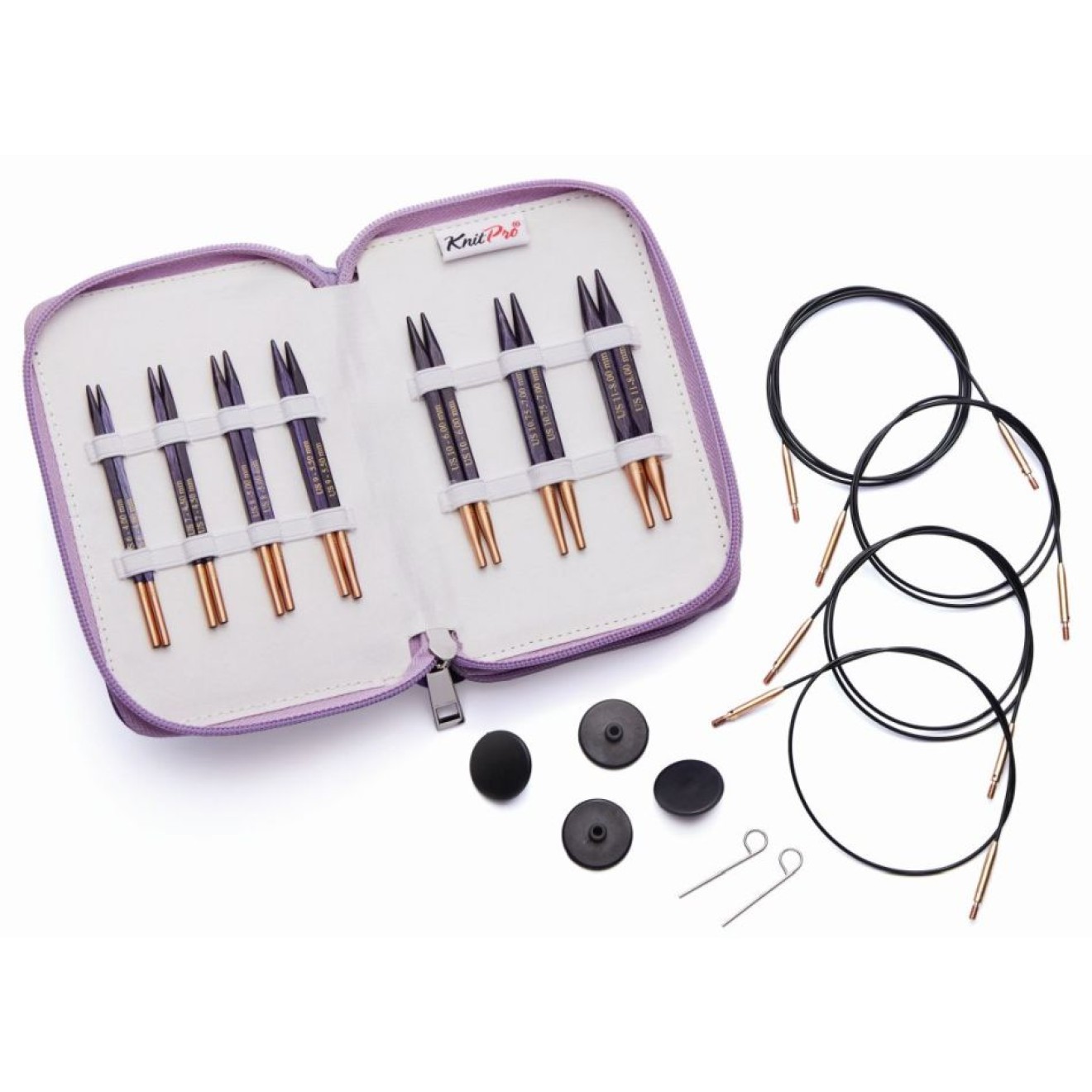 KnitPro Nadelset Deluxe Special austauschbare Nadelspitzen Jadore Cubics Holz, 7 Paar 4,0 - 8,0 mm 4,00 - 8,00 mm / 2x 40, 2x 50 cm