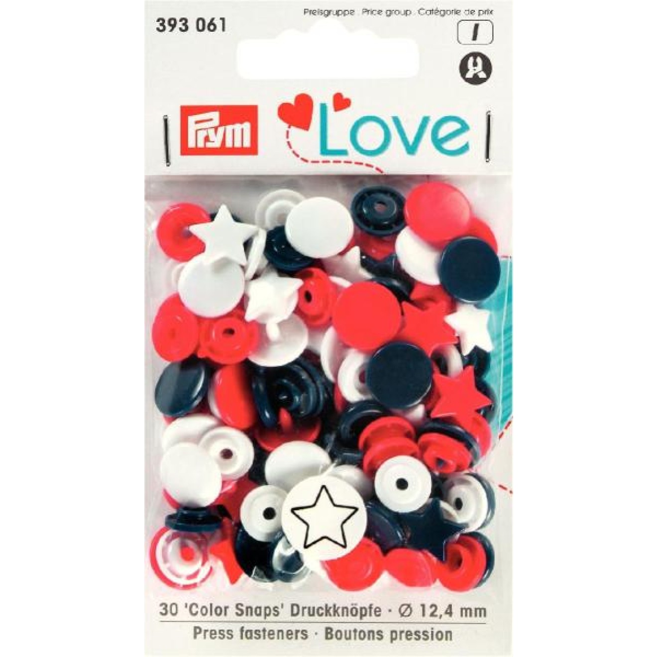 Prym sew-free snap fasteners Color Snaps 12,4 mm / marine/rot/weiß