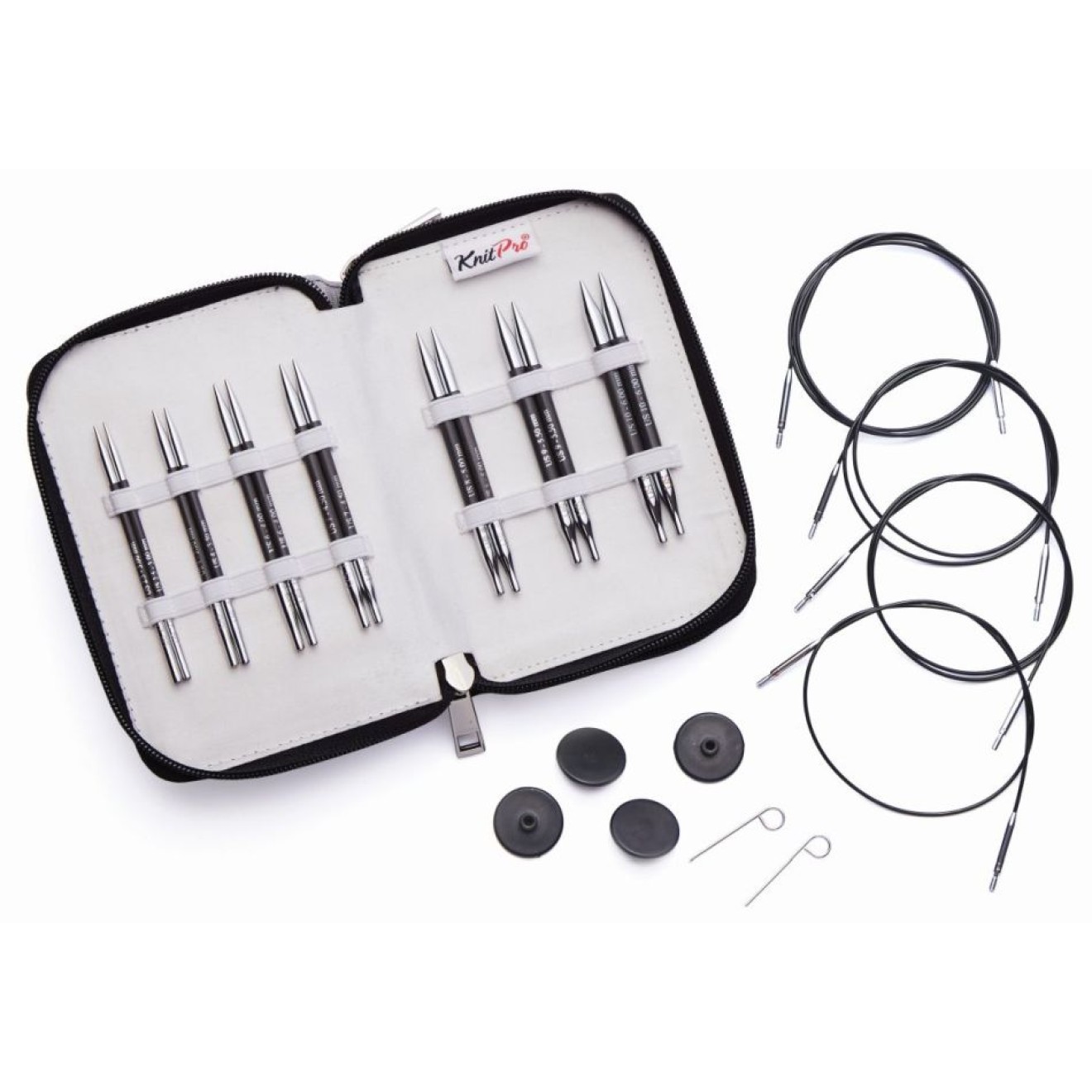 KnitPro Nadelset Midi Special auswechelbare Nadel tips Karbonz, 7 Paar 3,00 - 6,00 mm 3,00 - 6,00 mm / 2x40 cm, 2x50 cm