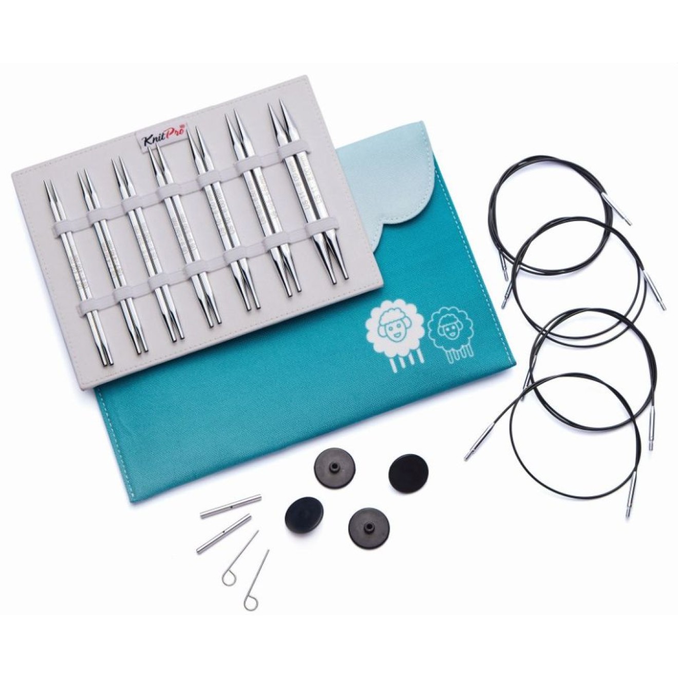 KnitPro Nadelset Deluxe austauschbare Nadelspitzen Nova cubics Quadratisch, 7 Paar 4,00 - 8,00 mm 4,00 - 8,00 mm / 60, 2x80, 100 cm