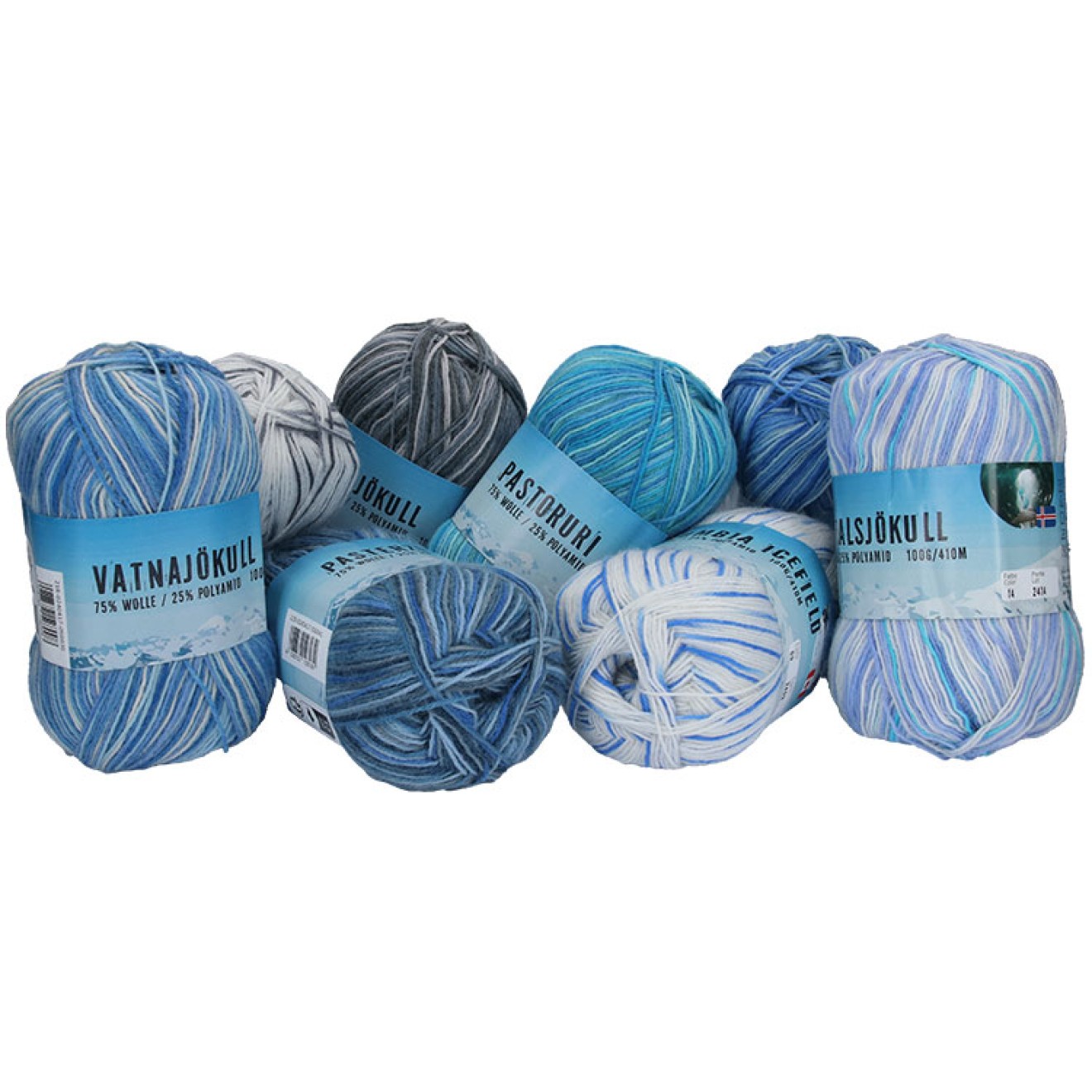 Plus Wolle assortment Glaciers sock yarn 4-ply 100 g 0,8kg colour sortiert
