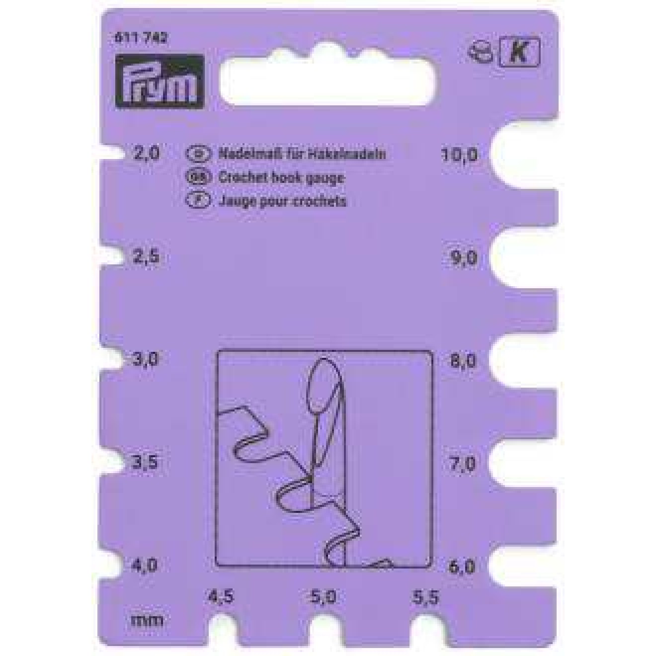 Prym needle gauge for crochet hooks