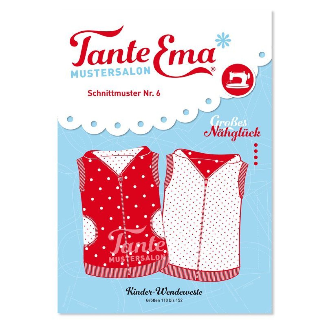 HANABI Tante Ema Schnittmuster colour Kinder-Wendeweste Größen 110 bis 152 with Nähanleitung