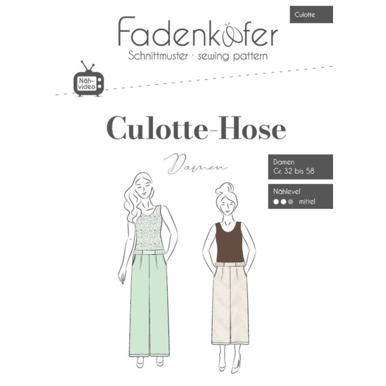 fadenkäfer Papierschnittmuster colour Culotte Damen