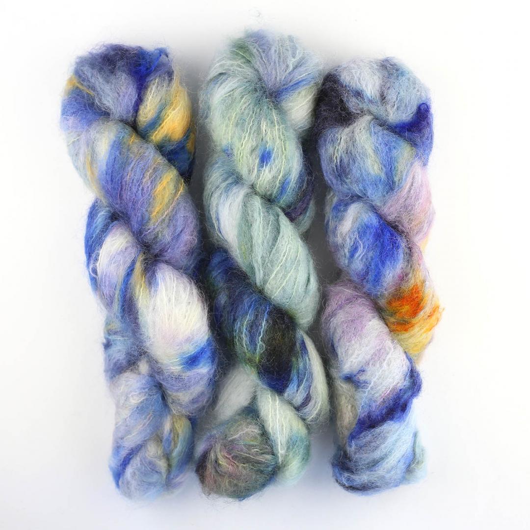 Cowgirl Blues Fluffy Mohair Farbverlauf handgefärbt yarn