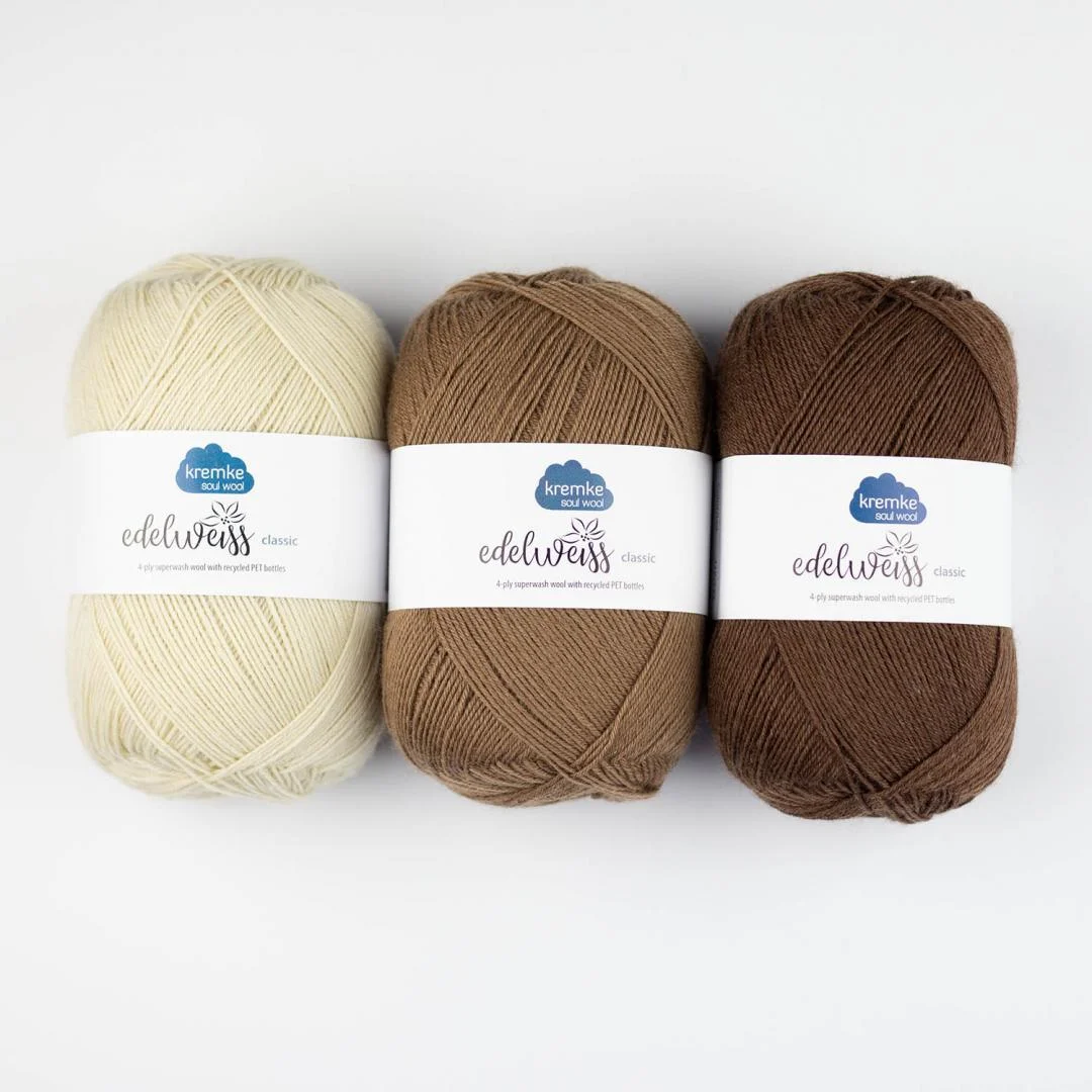 Kremke Edelweiss CLASSIC 4fach 100g non-superwash – 411 Walnuss Braun