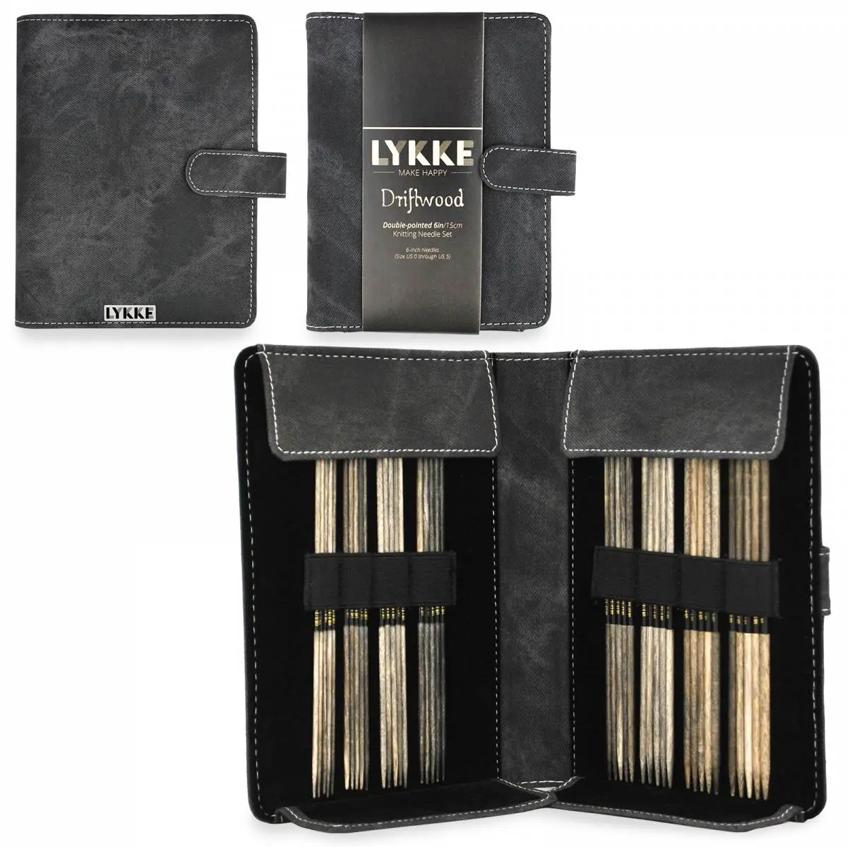 LYKKE set d’aiguilles à double pointe Driftwood - 6,50 mm / 20 cm
